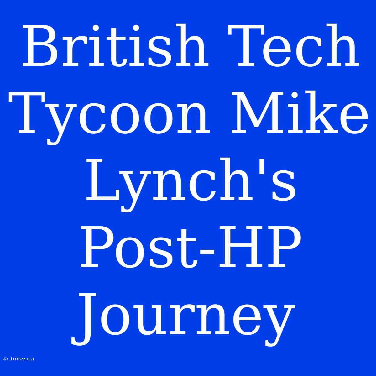 British Tech Tycoon Mike Lynch's Post-HP Journey