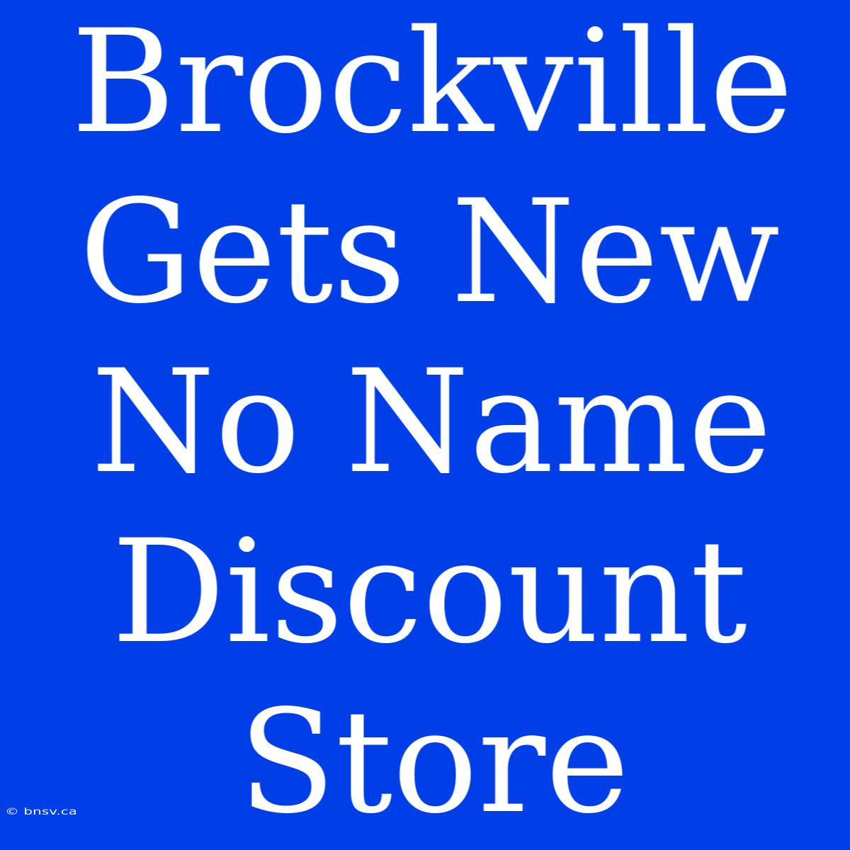 Brockville Gets New No Name Discount Store