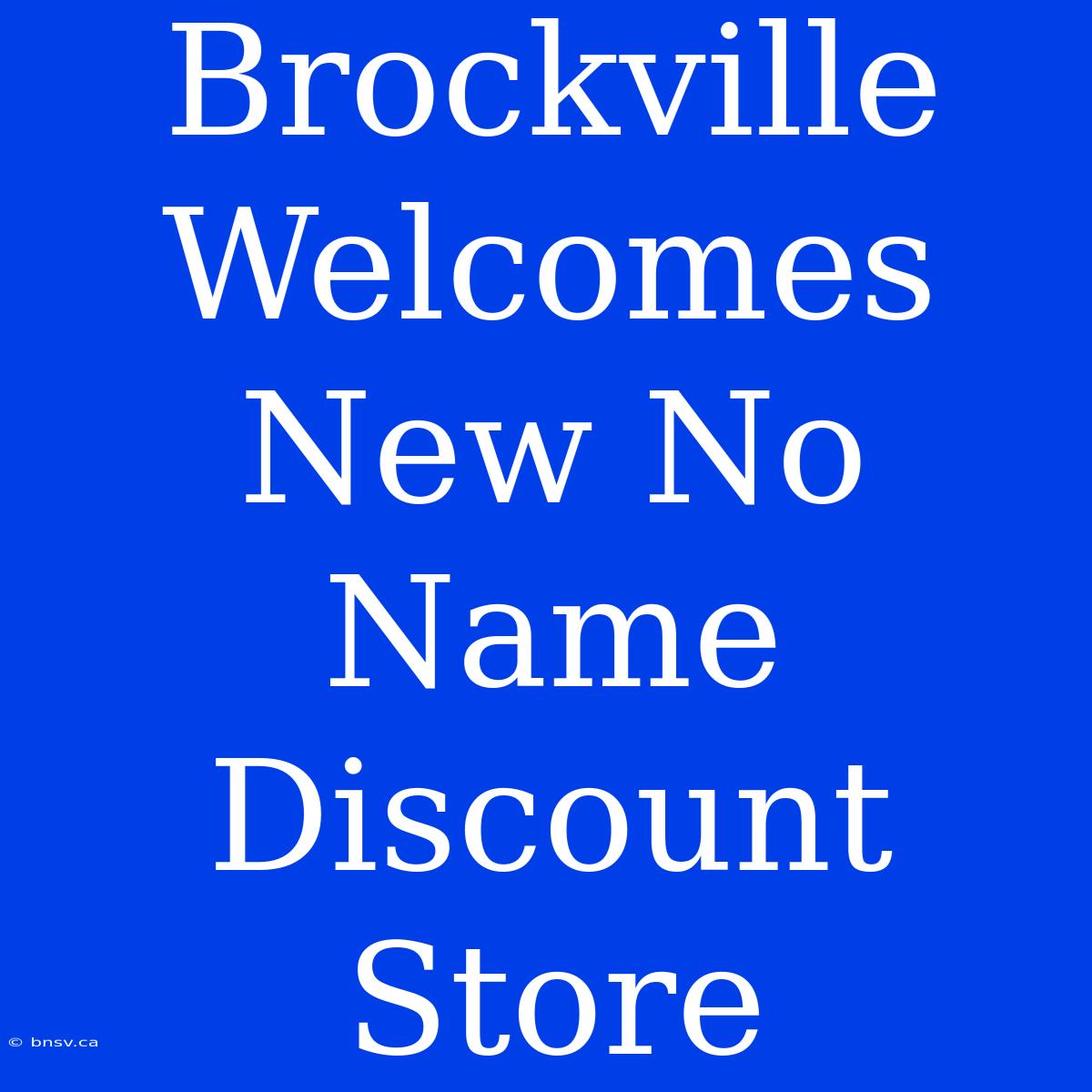 Brockville Welcomes New No Name Discount Store