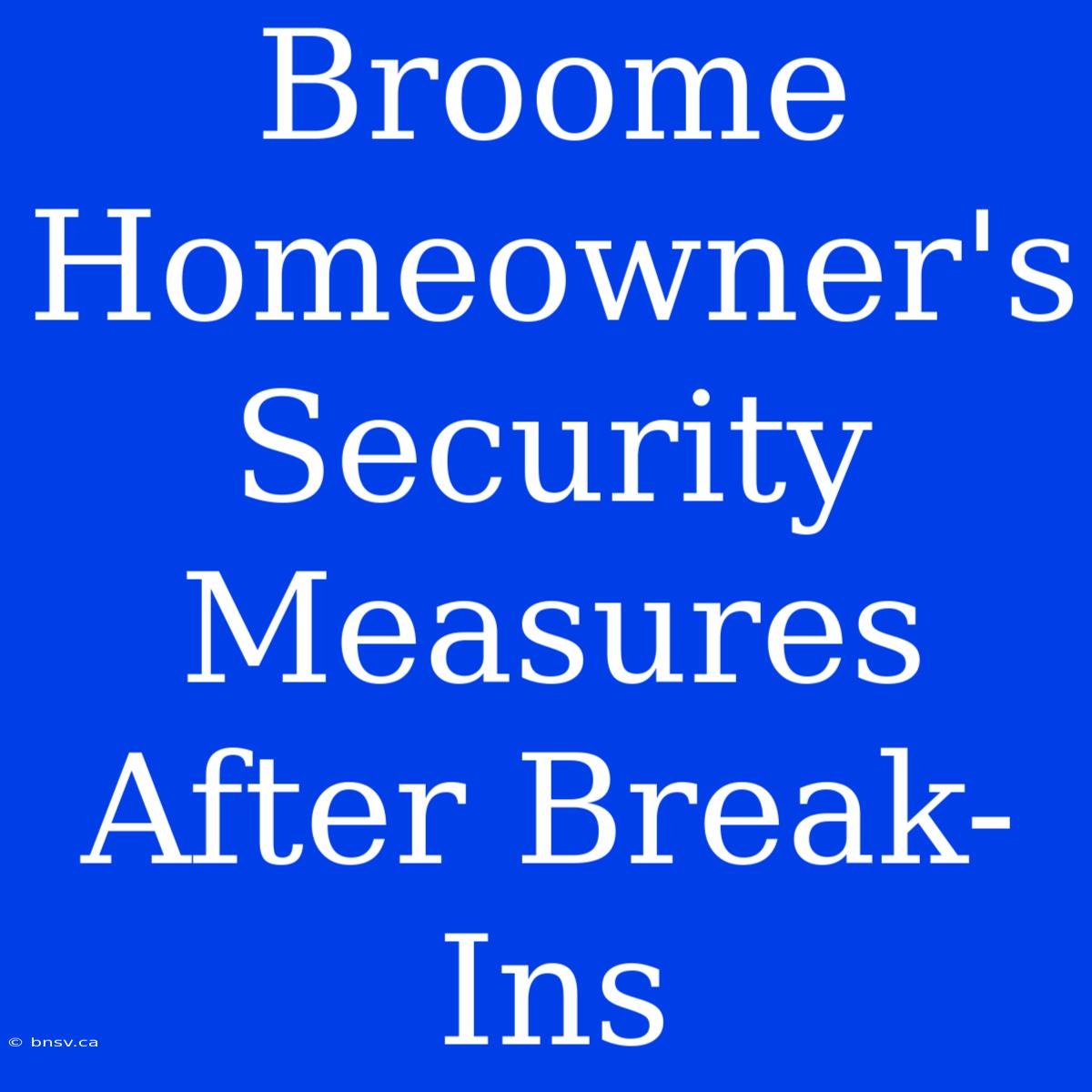 Broome Homeowner's Security Measures After Break-Ins