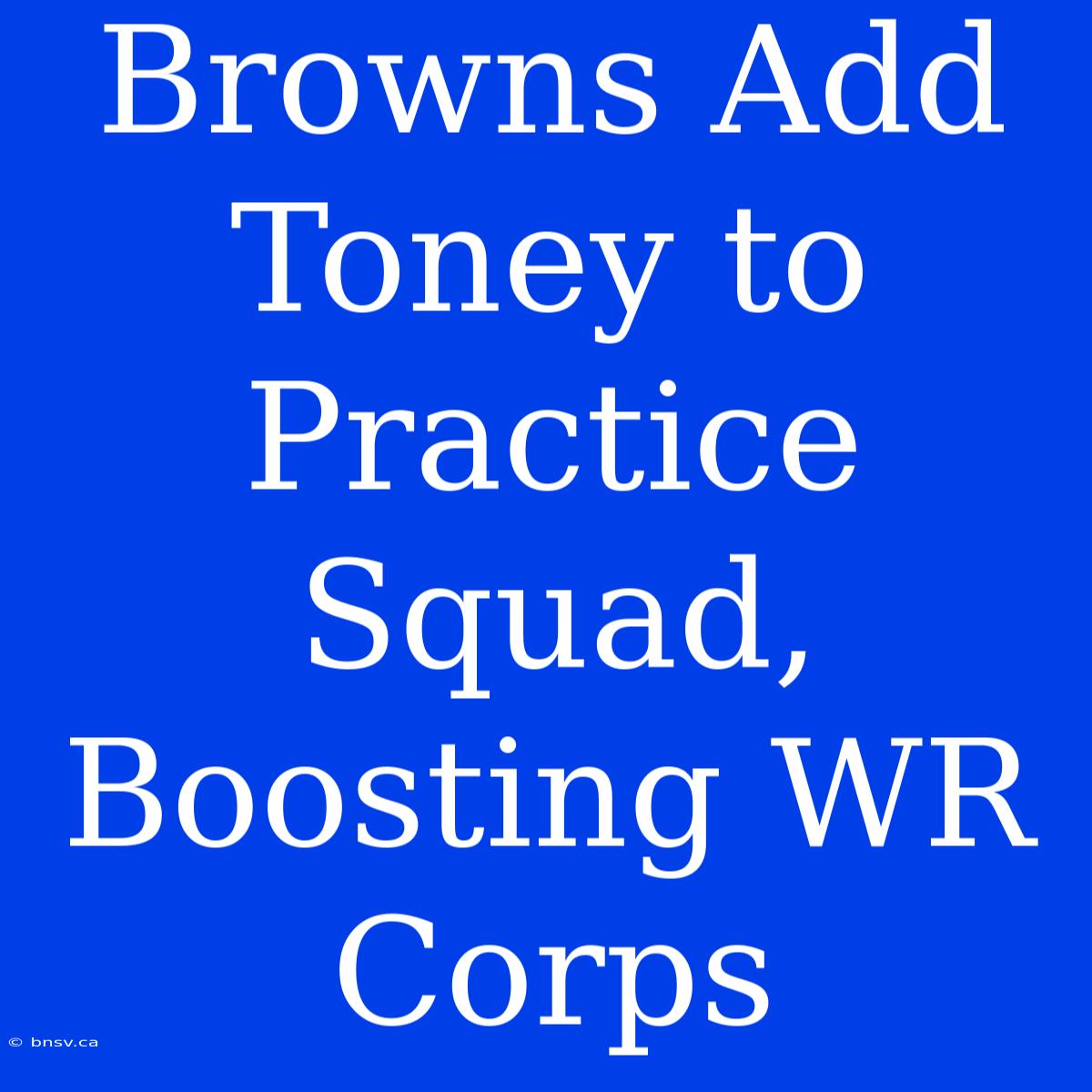 Browns Add Toney To Practice Squad, Boosting WR Corps