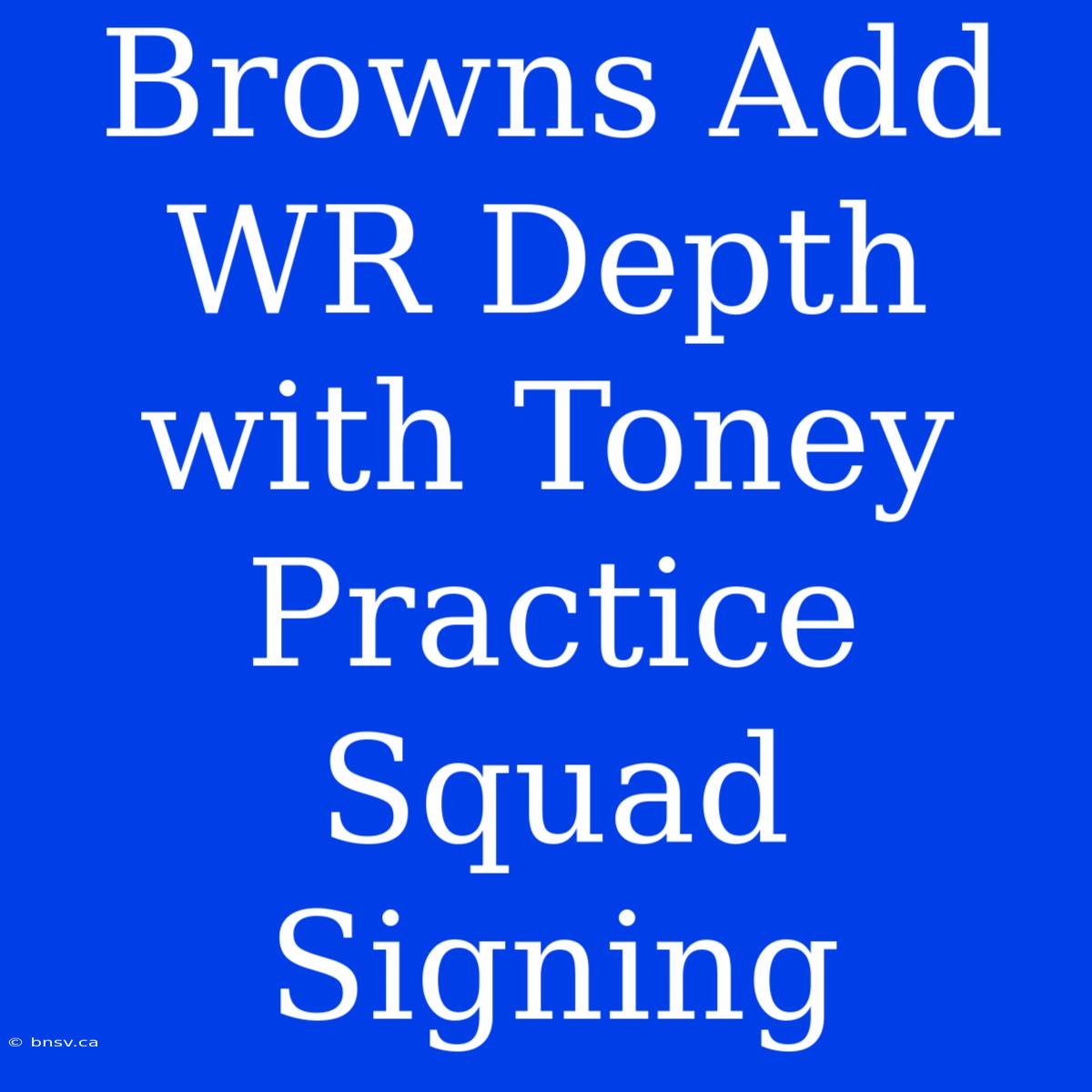 Browns Add WR Depth With Toney Practice Squad Signing