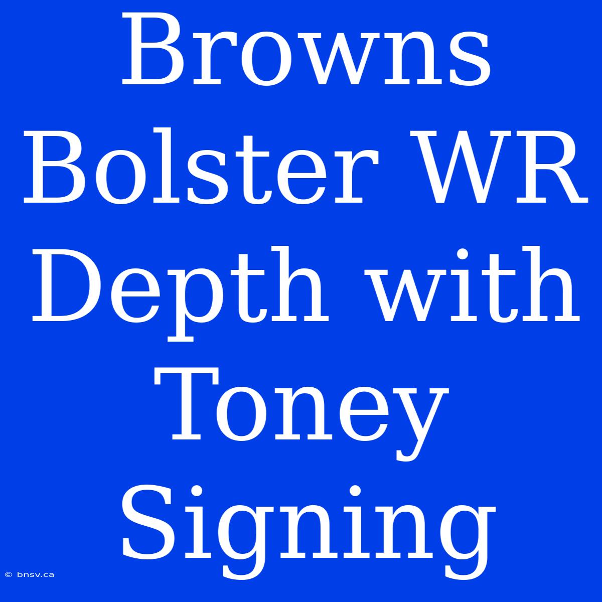 Browns Bolster WR Depth With Toney Signing