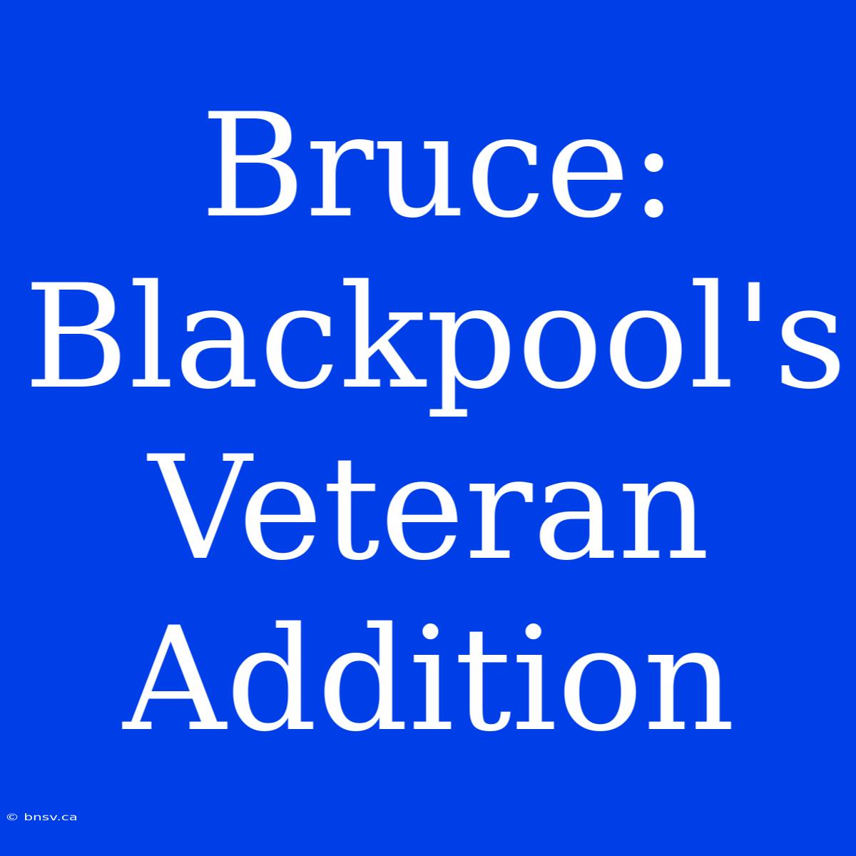 Bruce: Blackpool's Veteran Addition