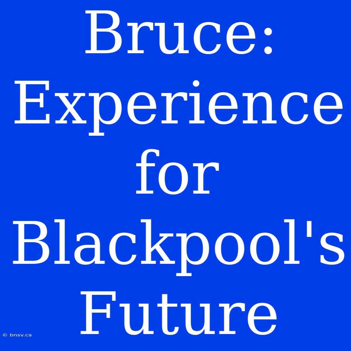 Bruce: Experience For Blackpool's Future