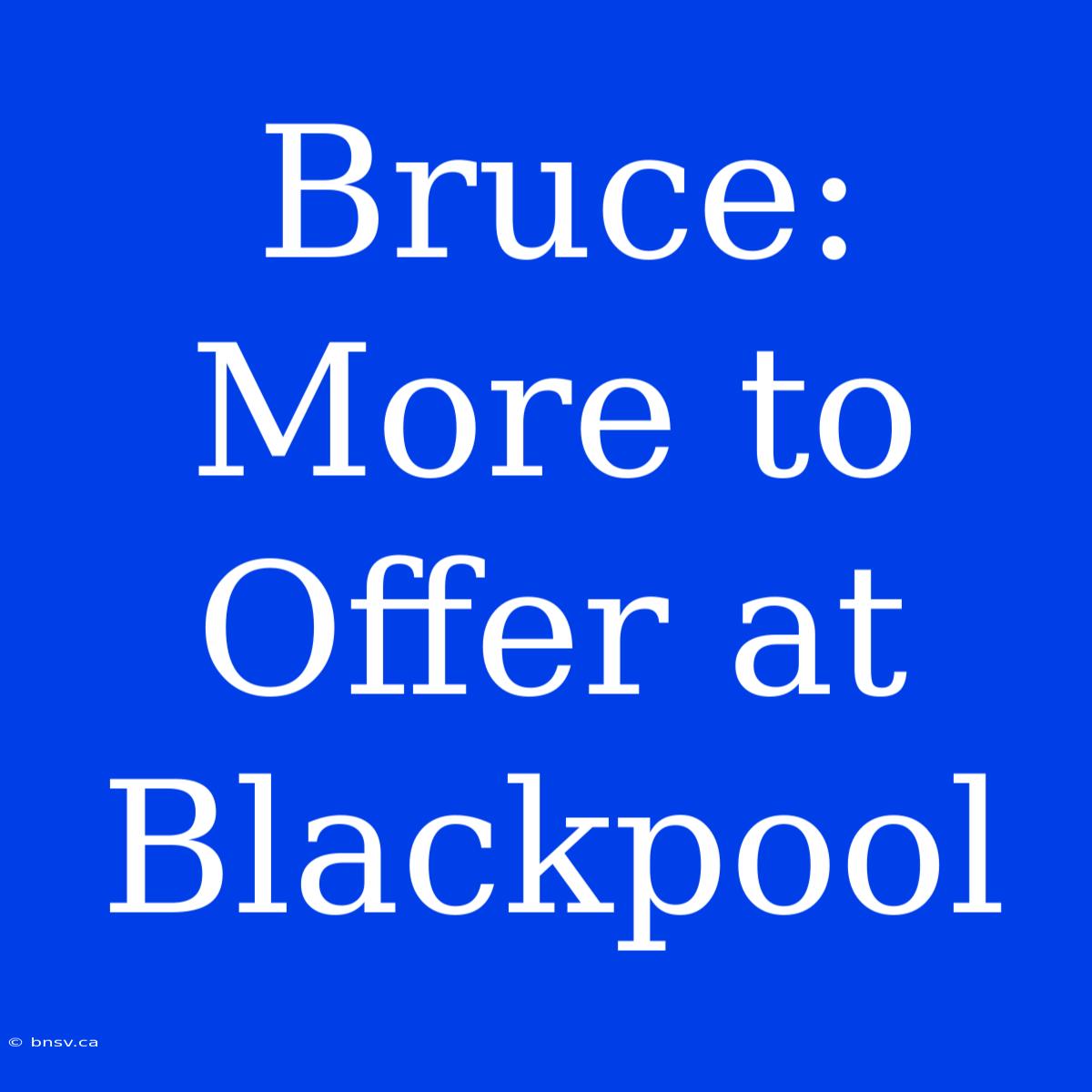 Bruce: More To Offer At Blackpool