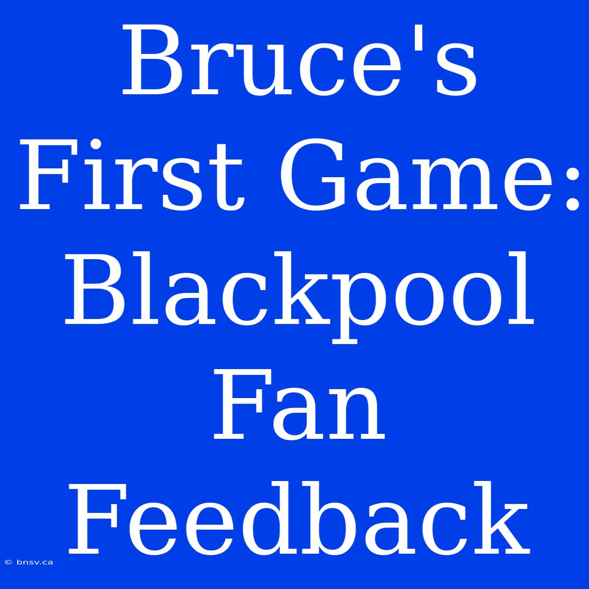 Bruce's First Game: Blackpool Fan Feedback