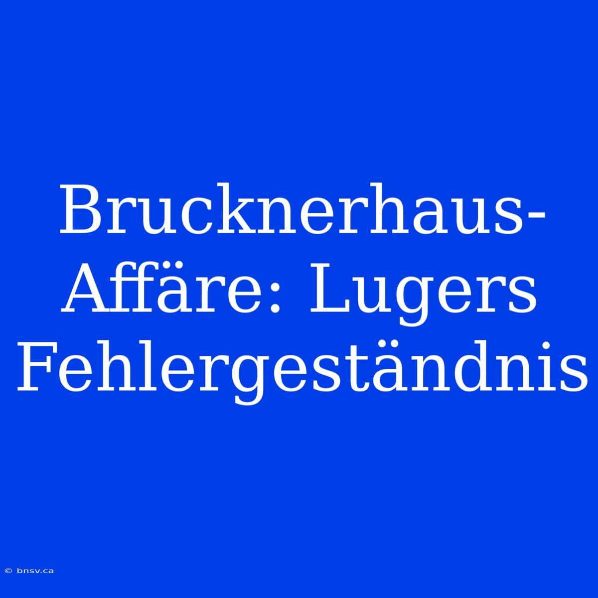 Brucknerhaus-Affäre: Lugers Fehlergeständnis