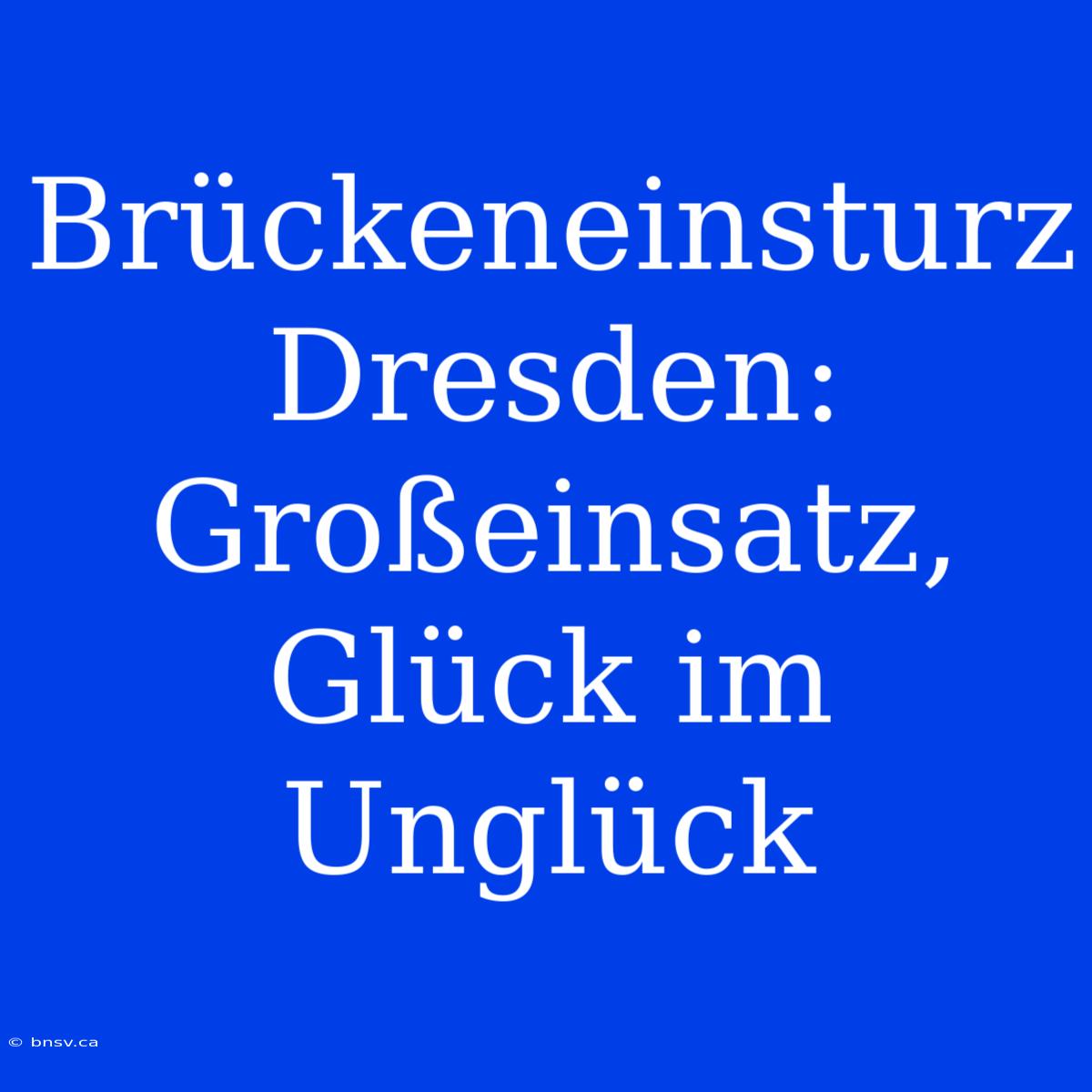 Brückeneinsturz Dresden: Großeinsatz, Glück Im Unglück