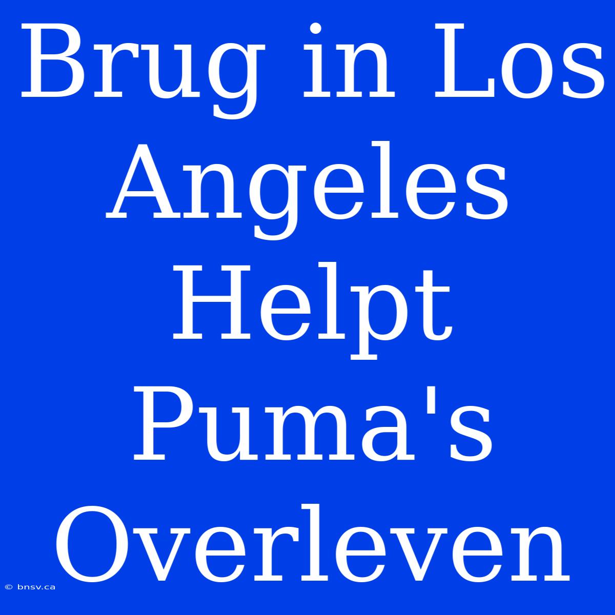 Brug In Los Angeles Helpt Puma's Overleven