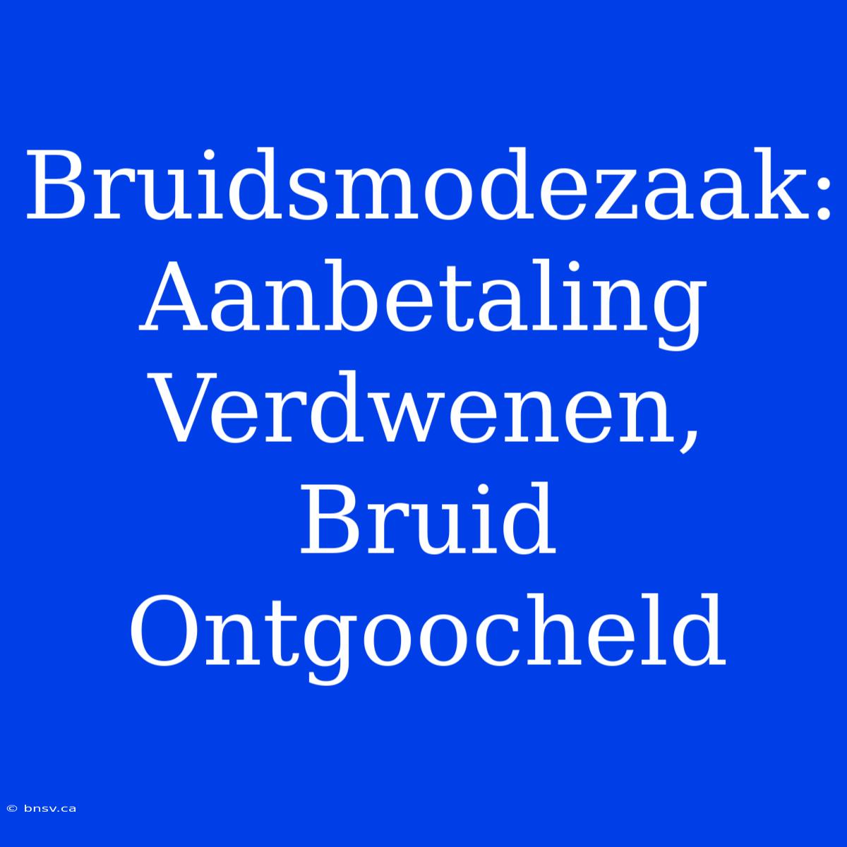 Bruidsmodezaak: Aanbetaling Verdwenen, Bruid Ontgoocheld