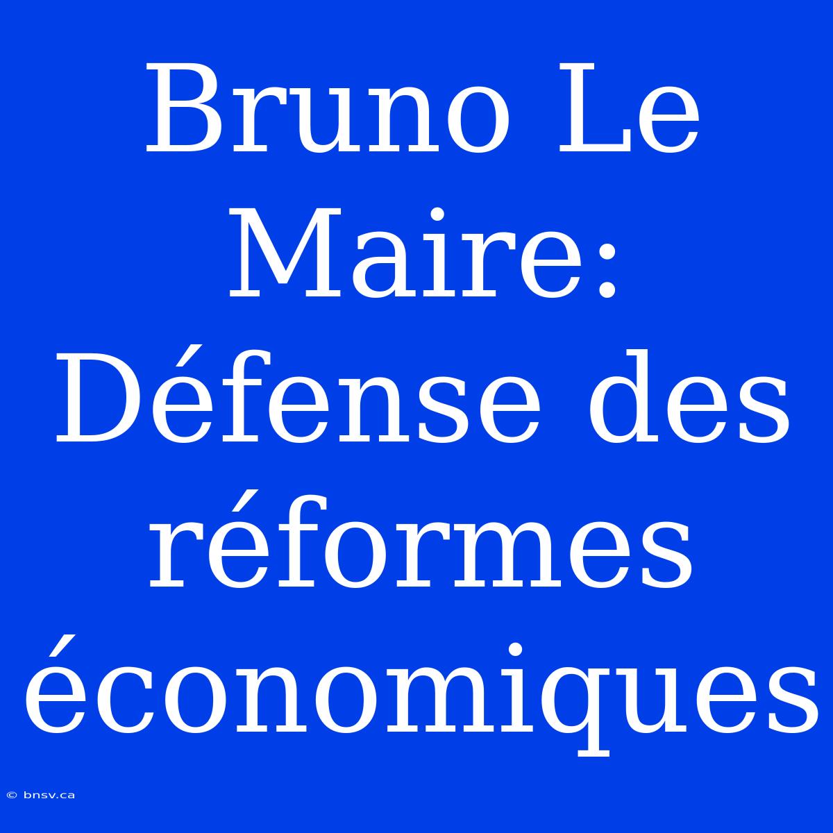 Bruno Le Maire: Défense Des Réformes Économiques