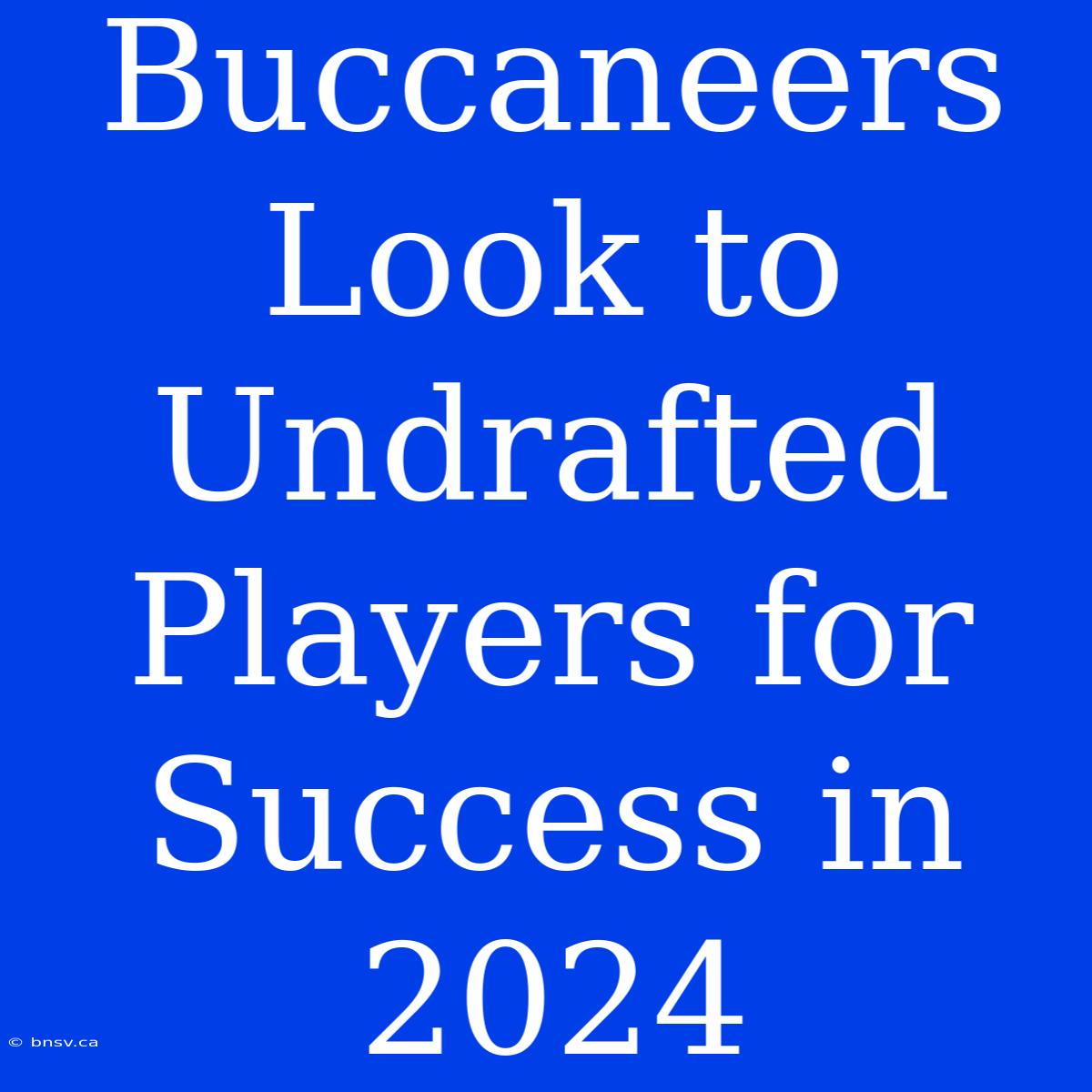 Buccaneers Look To Undrafted Players For Success In 2024