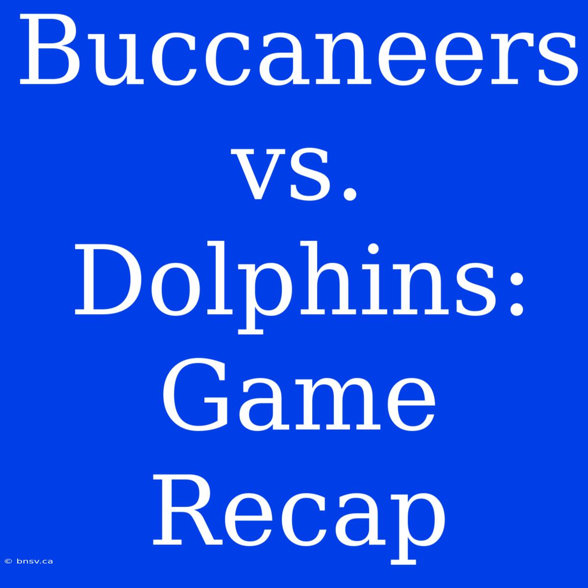 Buccaneers Vs. Dolphins: Game Recap