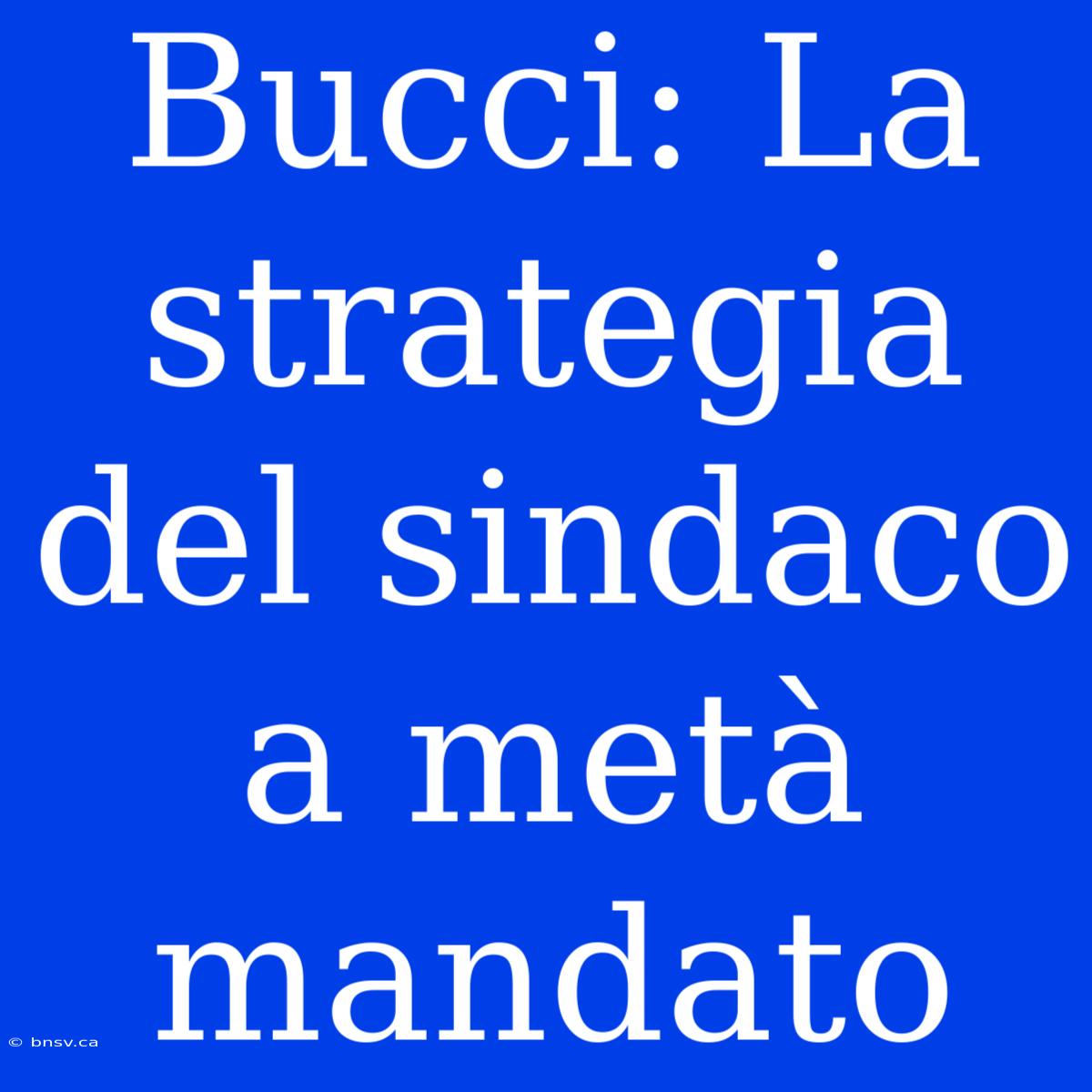 Bucci: La Strategia Del Sindaco A Metà Mandato