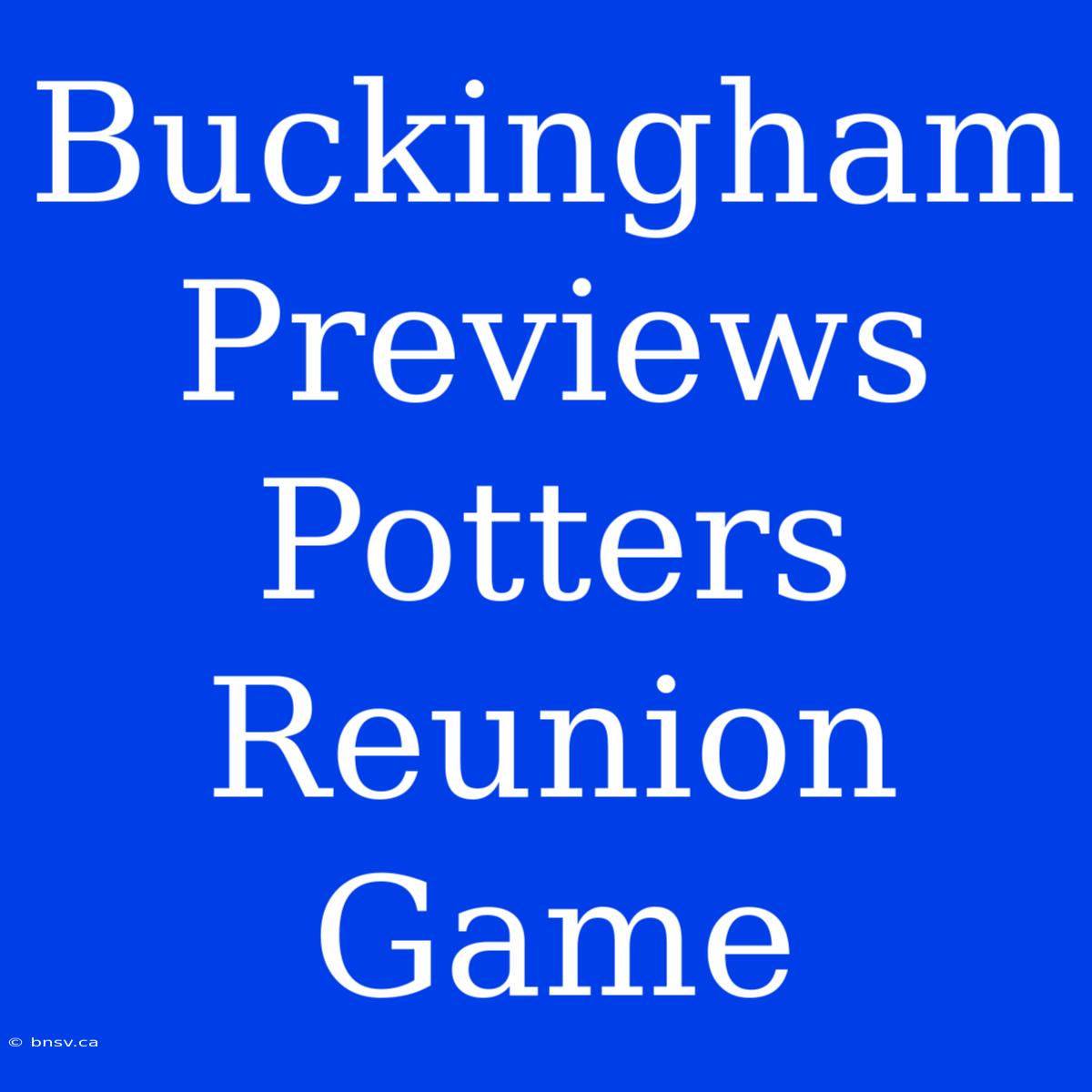 Buckingham Previews Potters Reunion Game