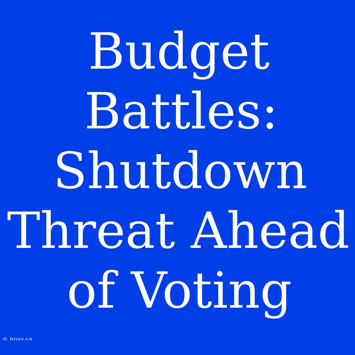 Budget Battles: Shutdown Threat Ahead Of Voting