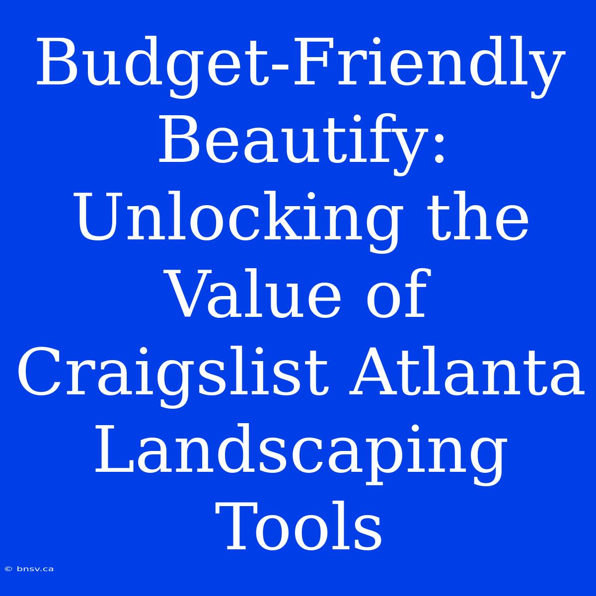 Budget-Friendly Beautify: Unlocking The Value Of Craigslist Atlanta Landscaping Tools