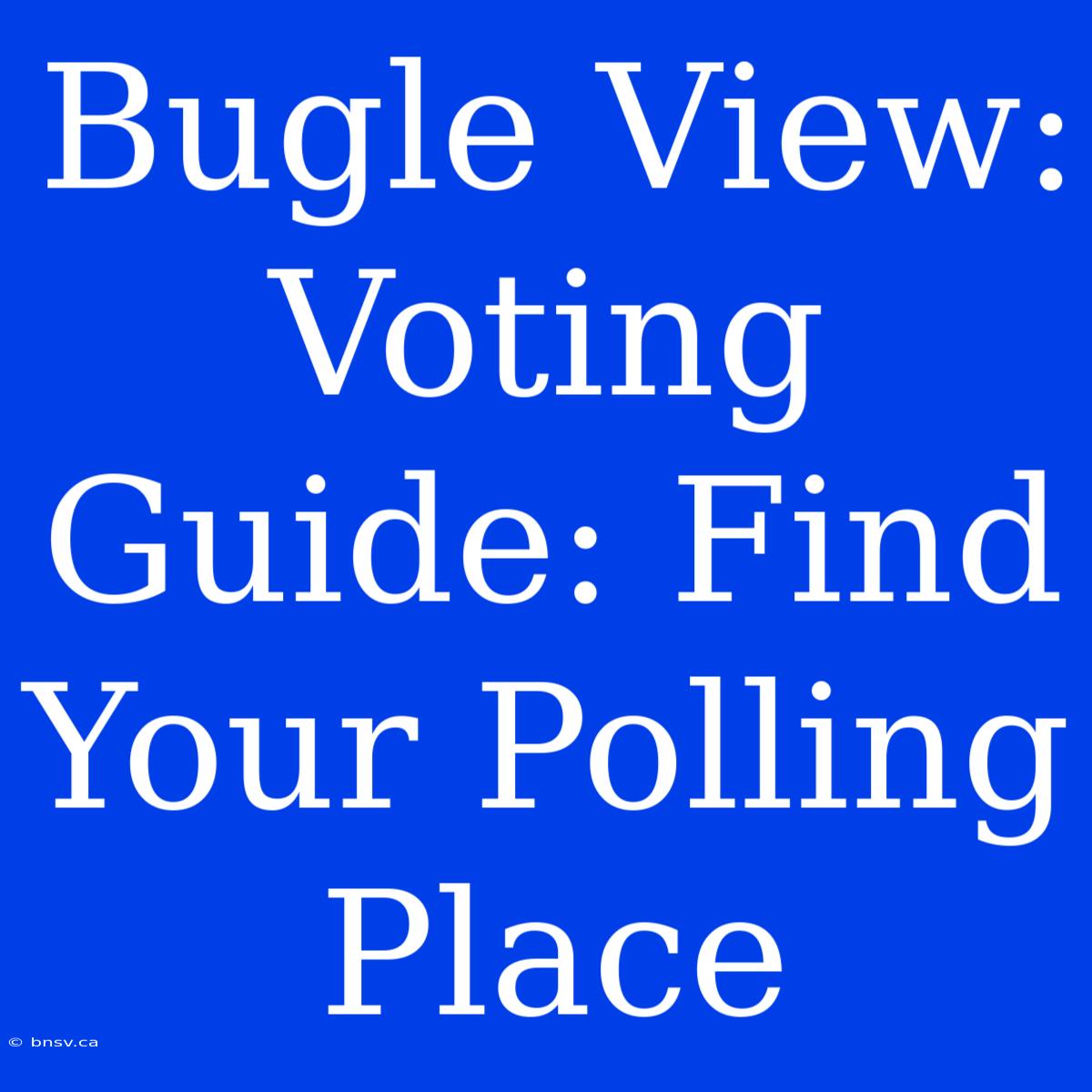 Bugle View: Voting Guide: Find Your Polling Place