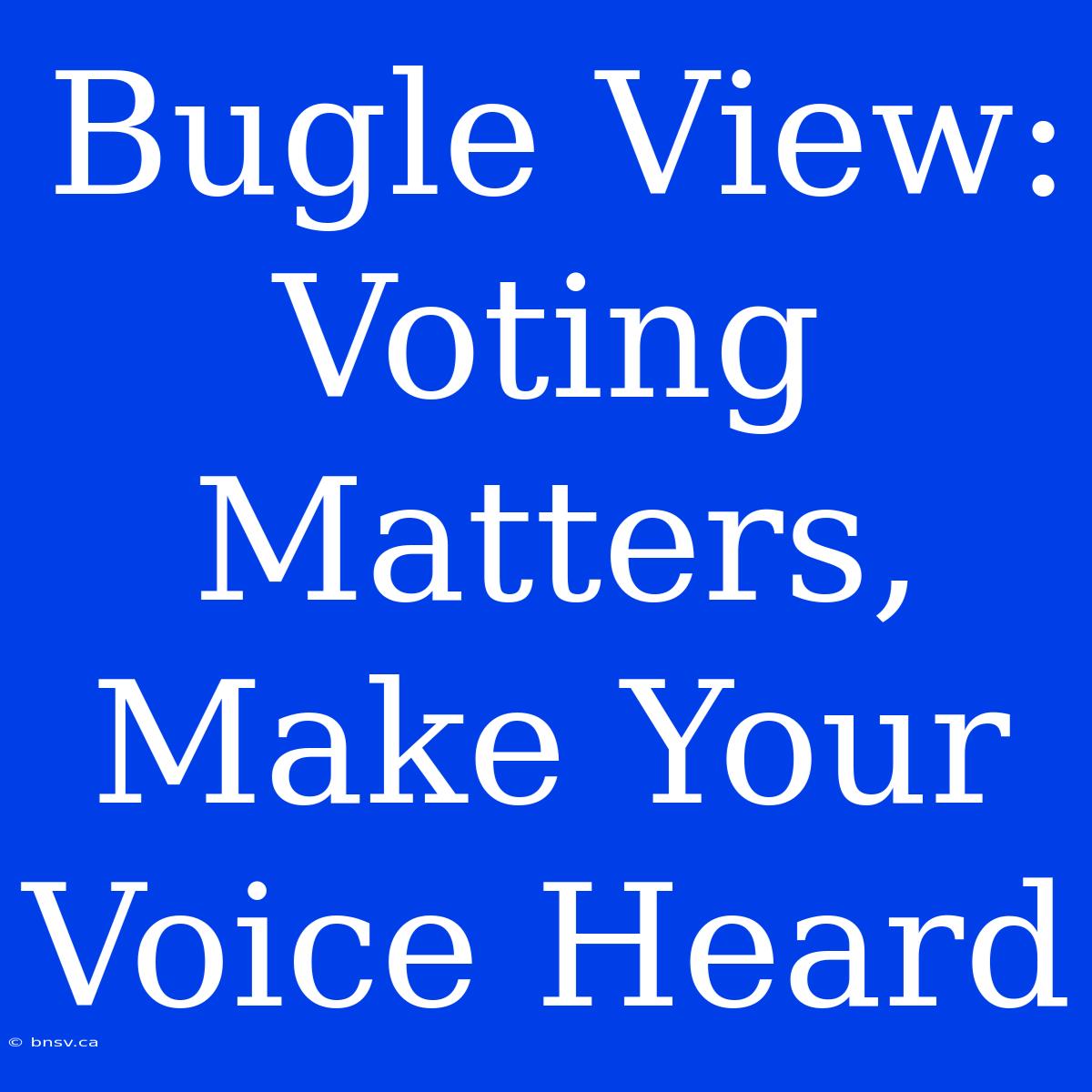 Bugle View: Voting Matters, Make Your Voice Heard