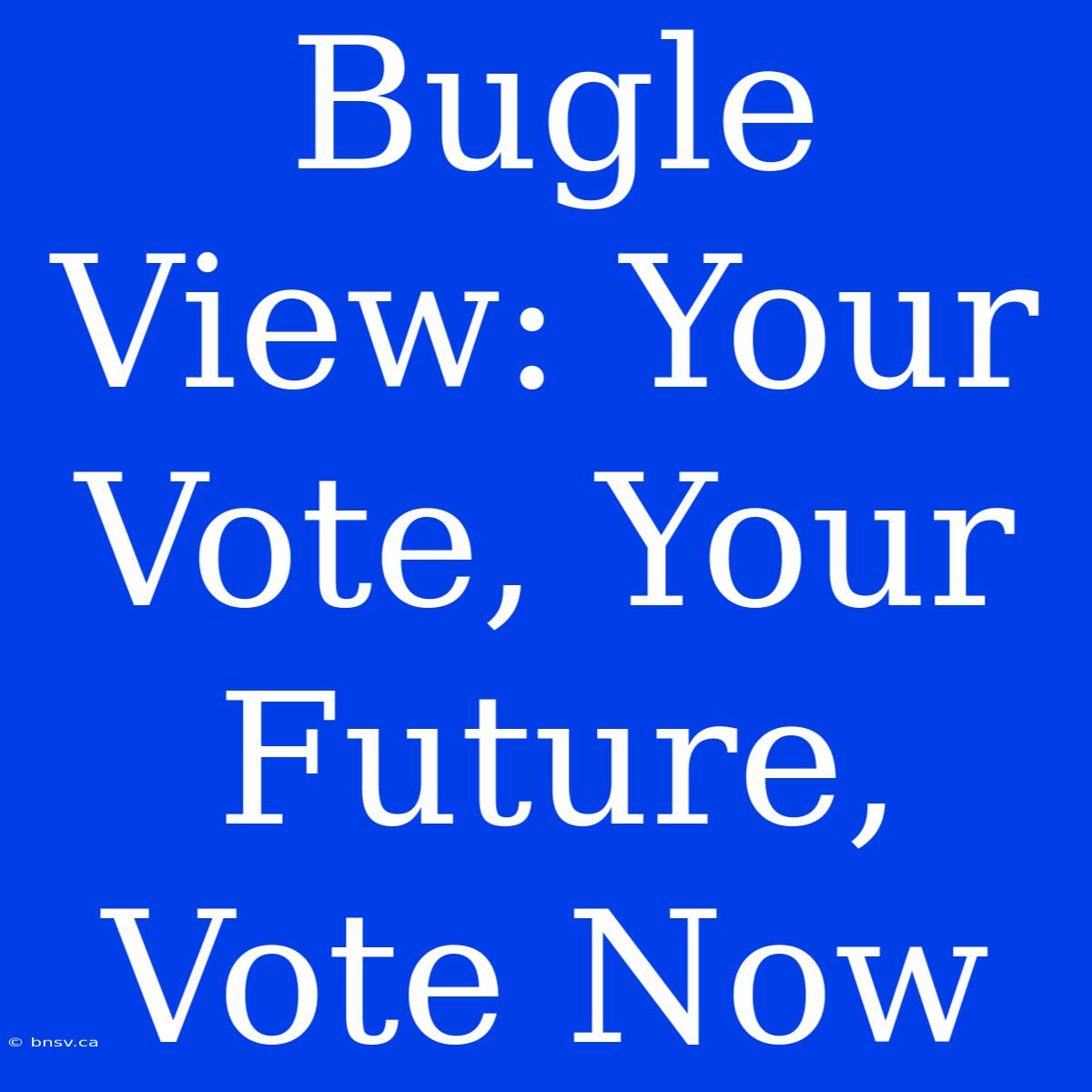 Bugle View: Your Vote, Your Future, Vote Now