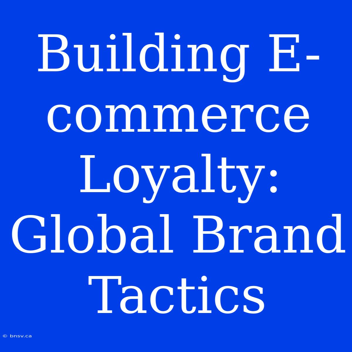 Building E-commerce Loyalty: Global Brand Tactics