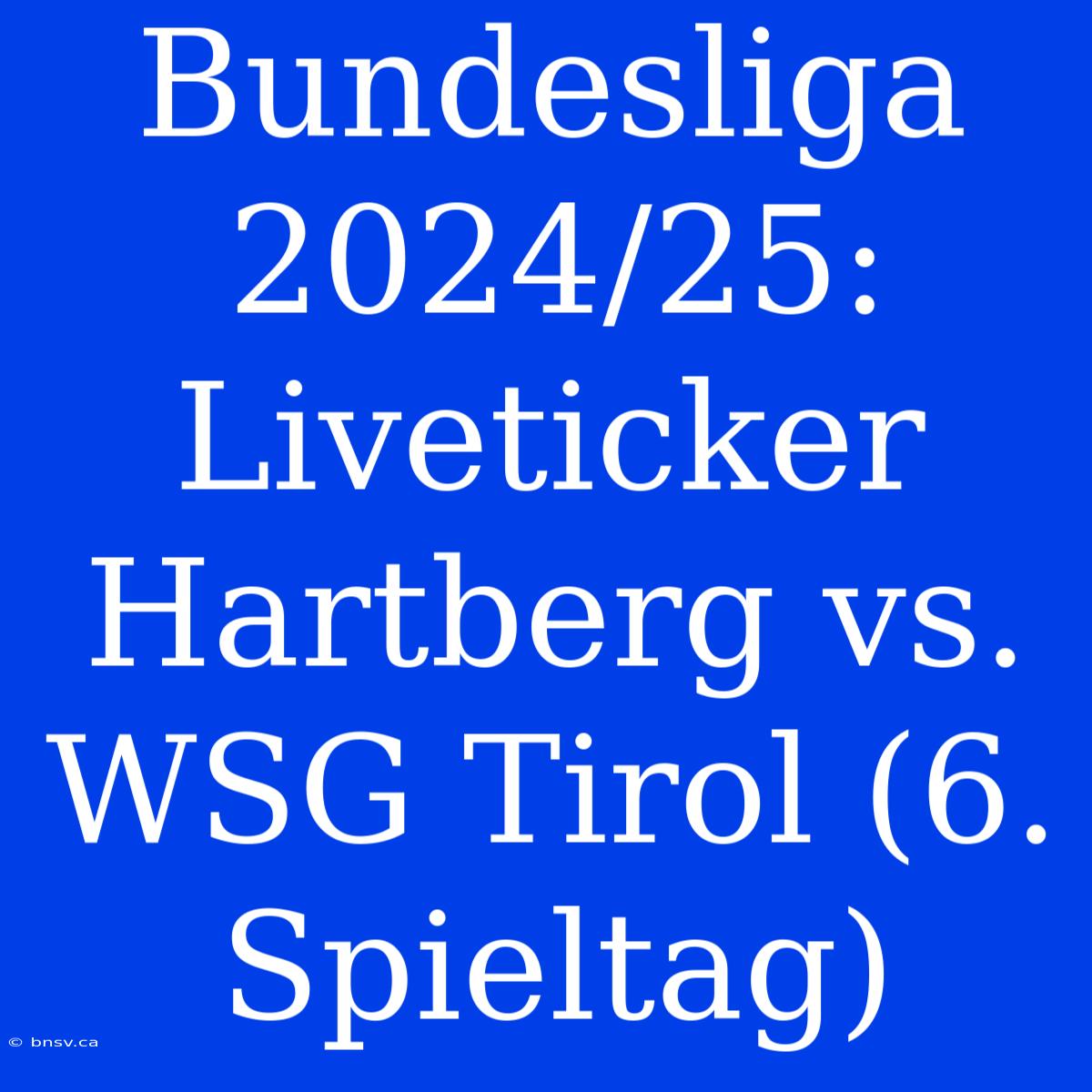 Bundesliga 2024/25: Liveticker Hartberg Vs. WSG Tirol (6. Spieltag)