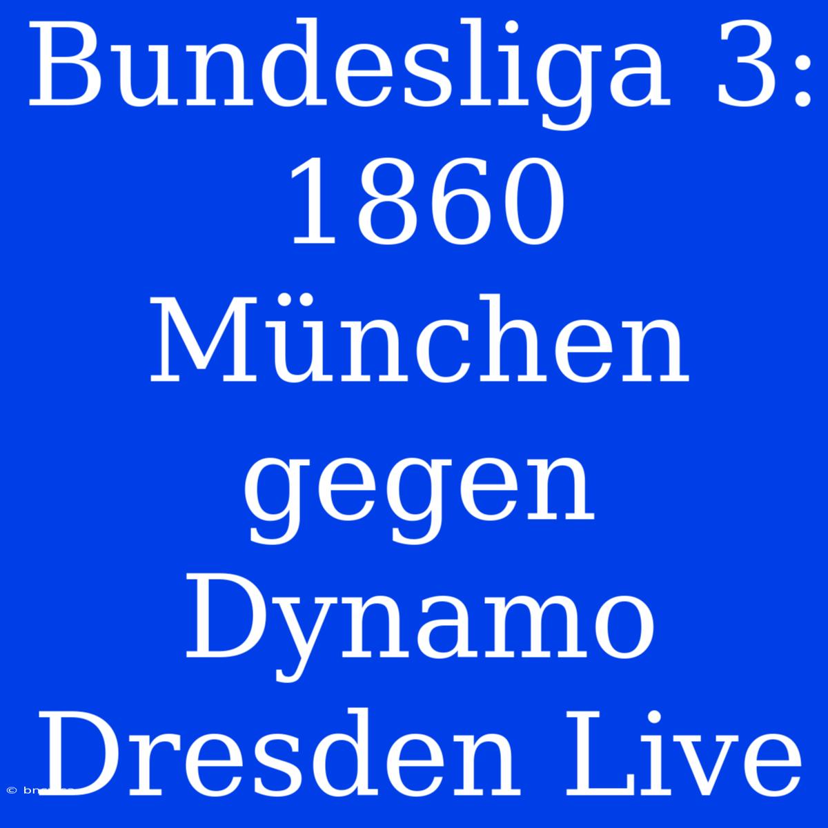 Bundesliga 3: 1860 München Gegen Dynamo Dresden Live