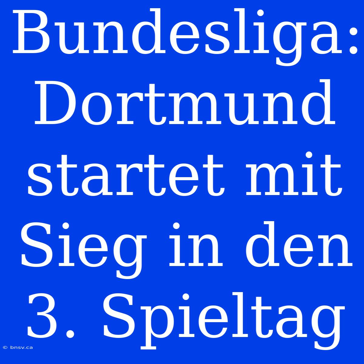 Bundesliga: Dortmund Startet Mit Sieg In Den 3. Spieltag