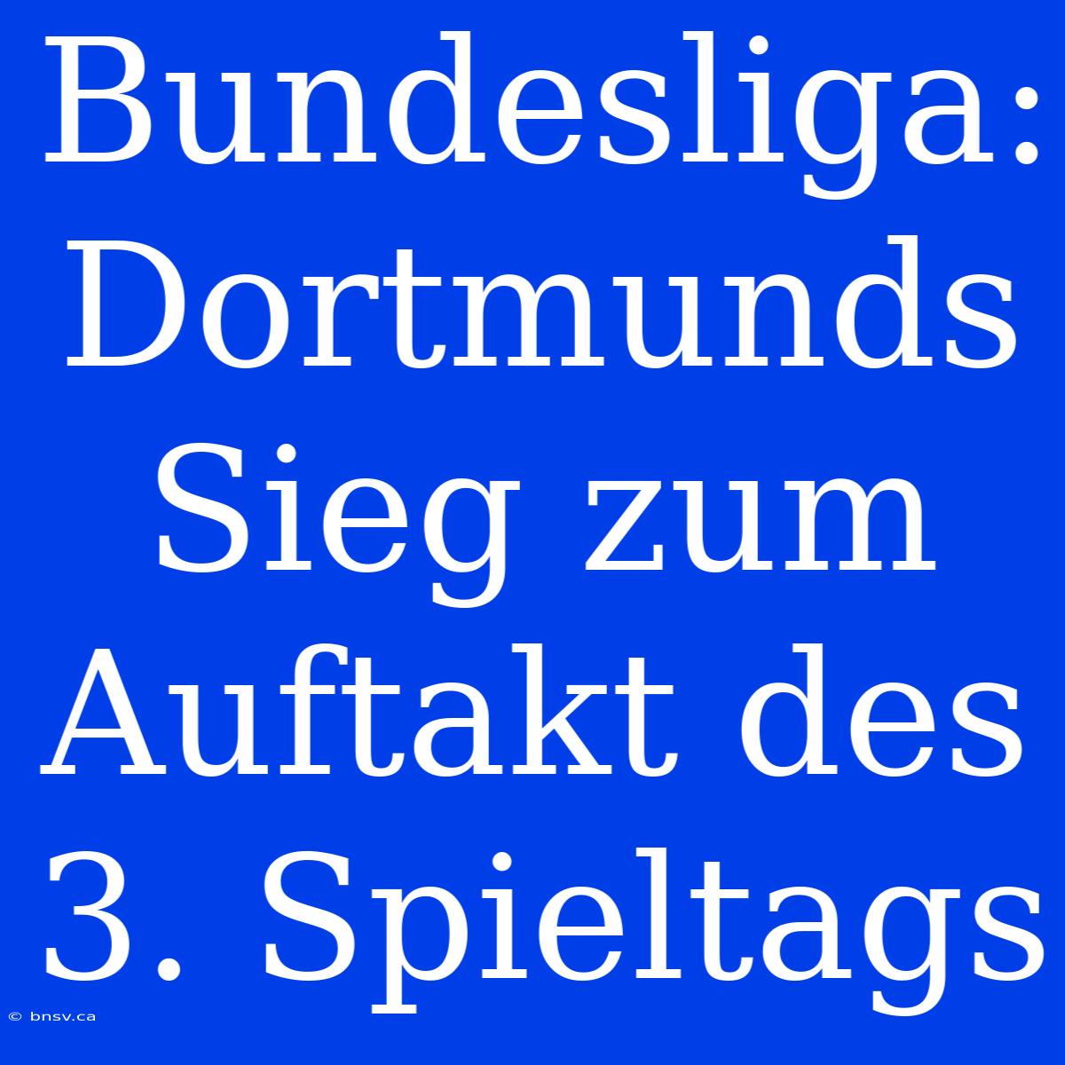 Bundesliga: Dortmunds Sieg Zum Auftakt Des 3. Spieltags