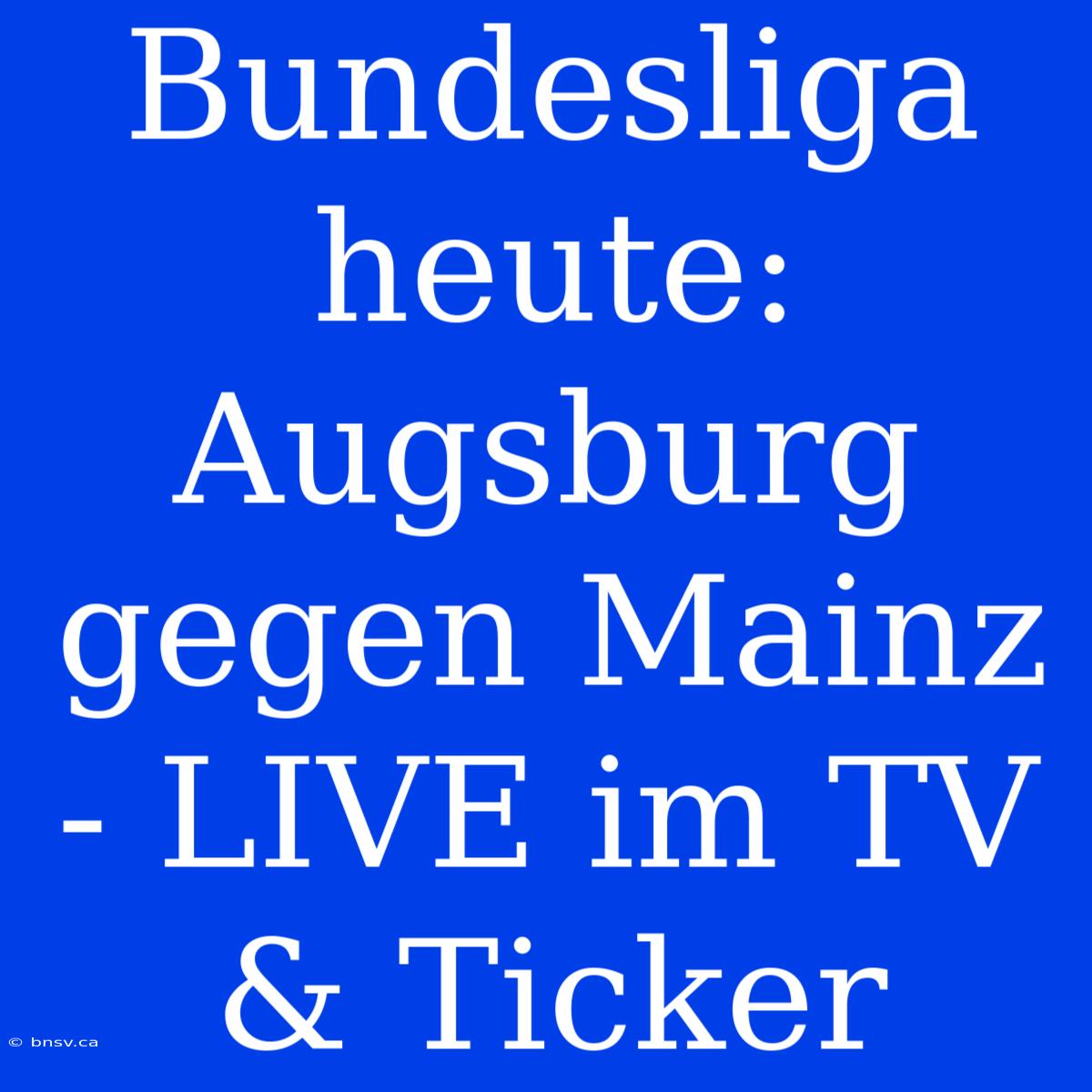 Bundesliga Heute: Augsburg Gegen Mainz - LIVE Im TV & Ticker