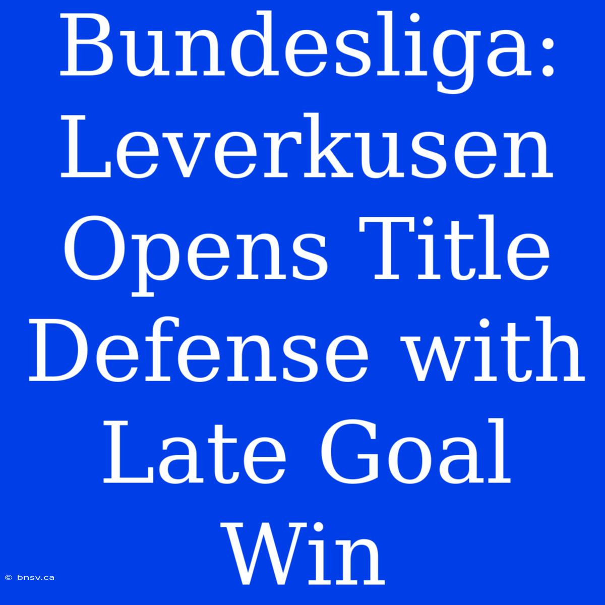 Bundesliga: Leverkusen Opens Title Defense With Late Goal Win