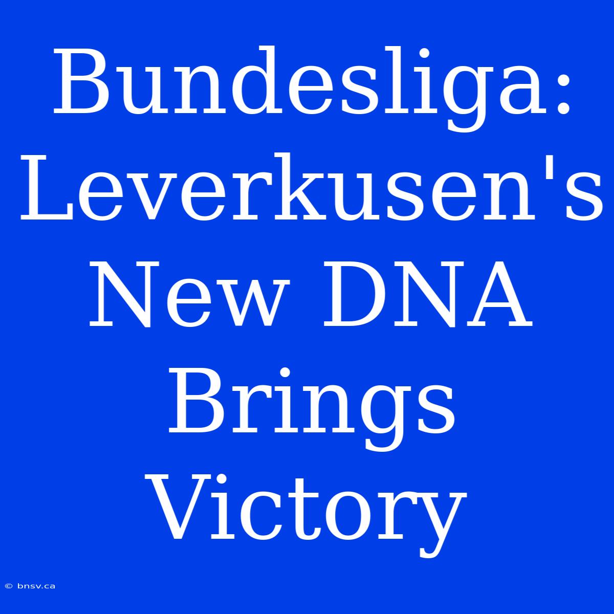 Bundesliga: Leverkusen's New DNA  Brings Victory