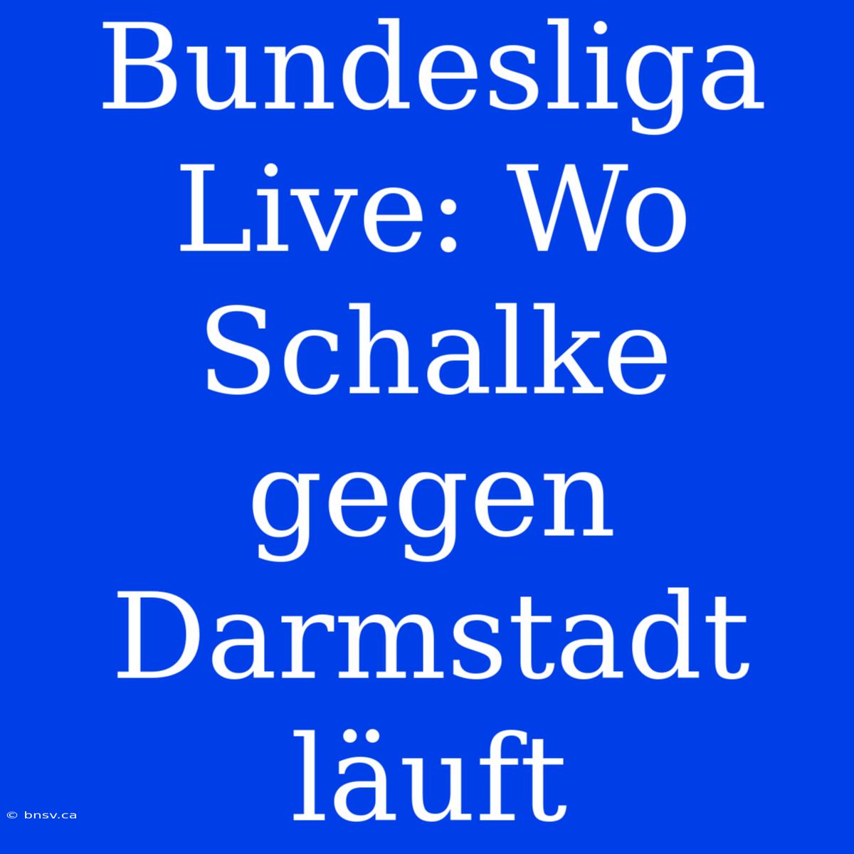 Bundesliga Live: Wo Schalke Gegen Darmstadt Läuft