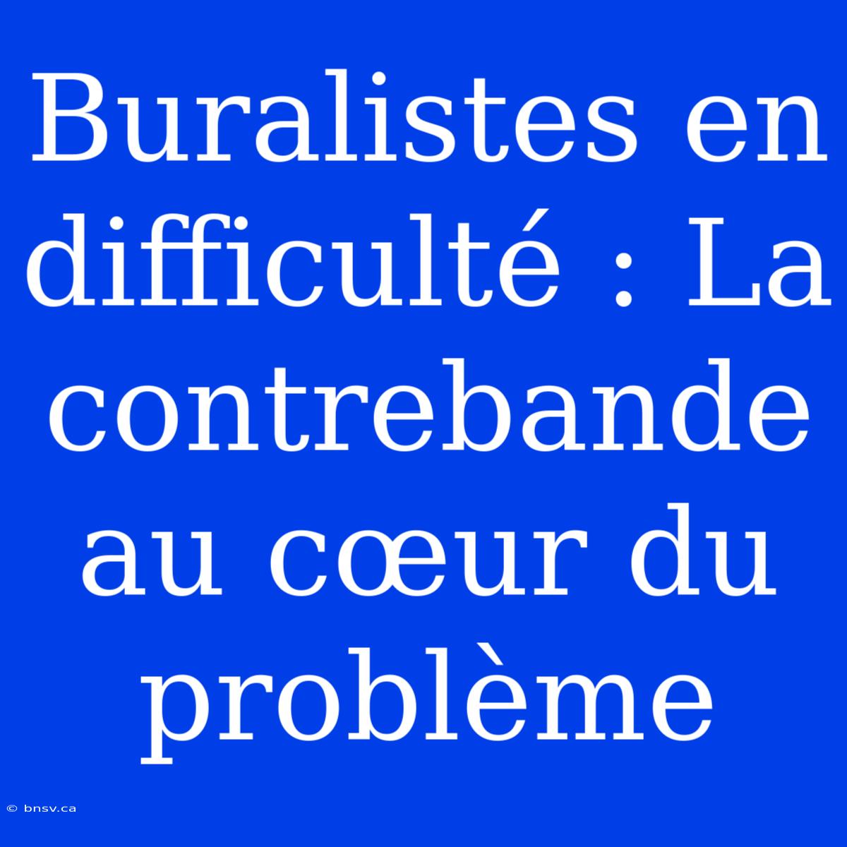 Buralistes En Difficulté : La Contrebande Au Cœur Du Problème