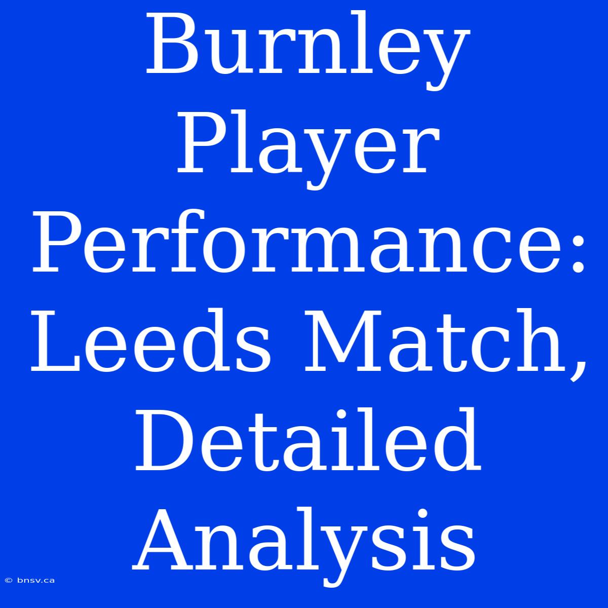 Burnley Player Performance: Leeds Match, Detailed Analysis