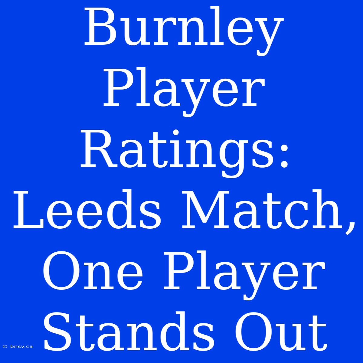 Burnley Player Ratings: Leeds Match, One Player Stands Out