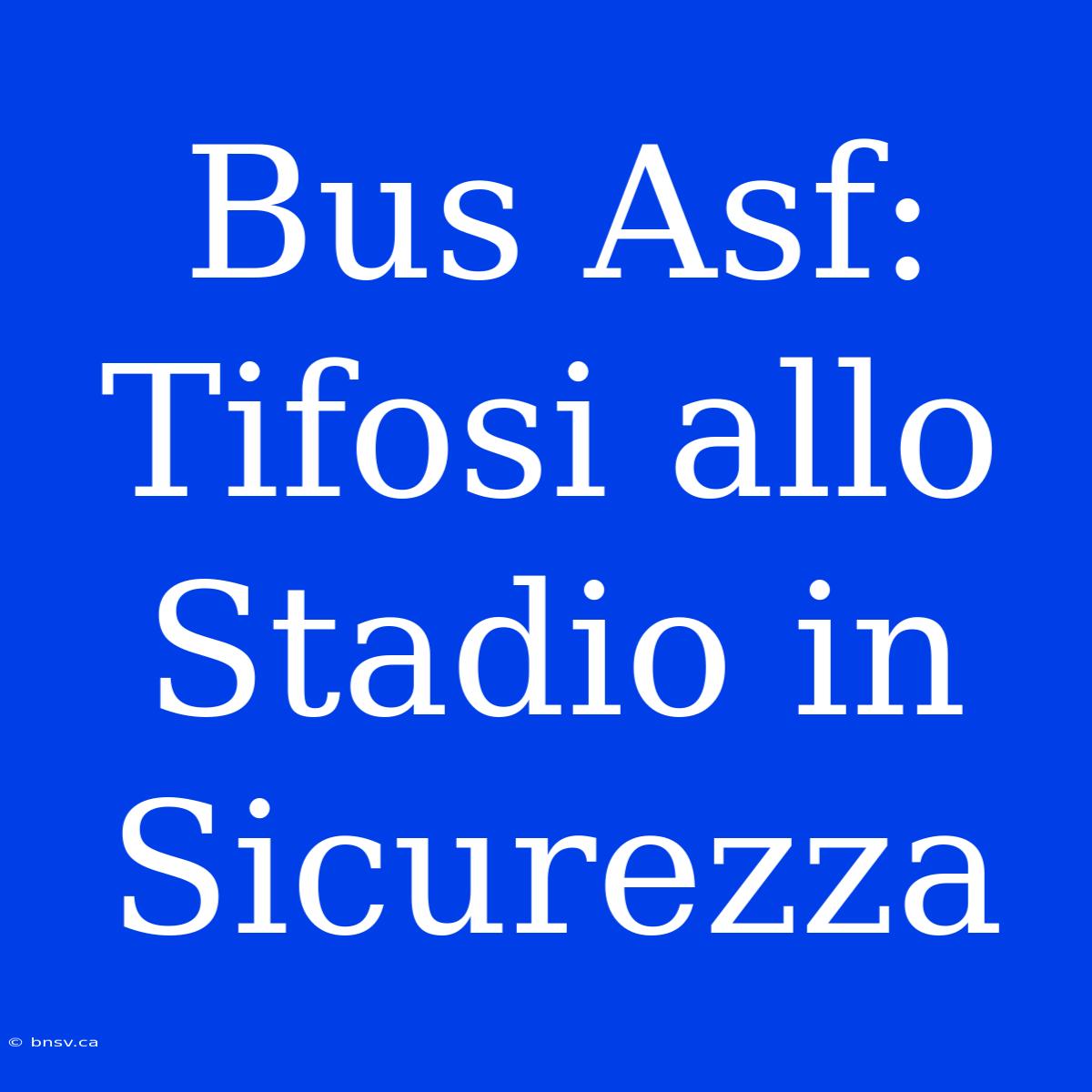 Bus Asf: Tifosi Allo Stadio In Sicurezza