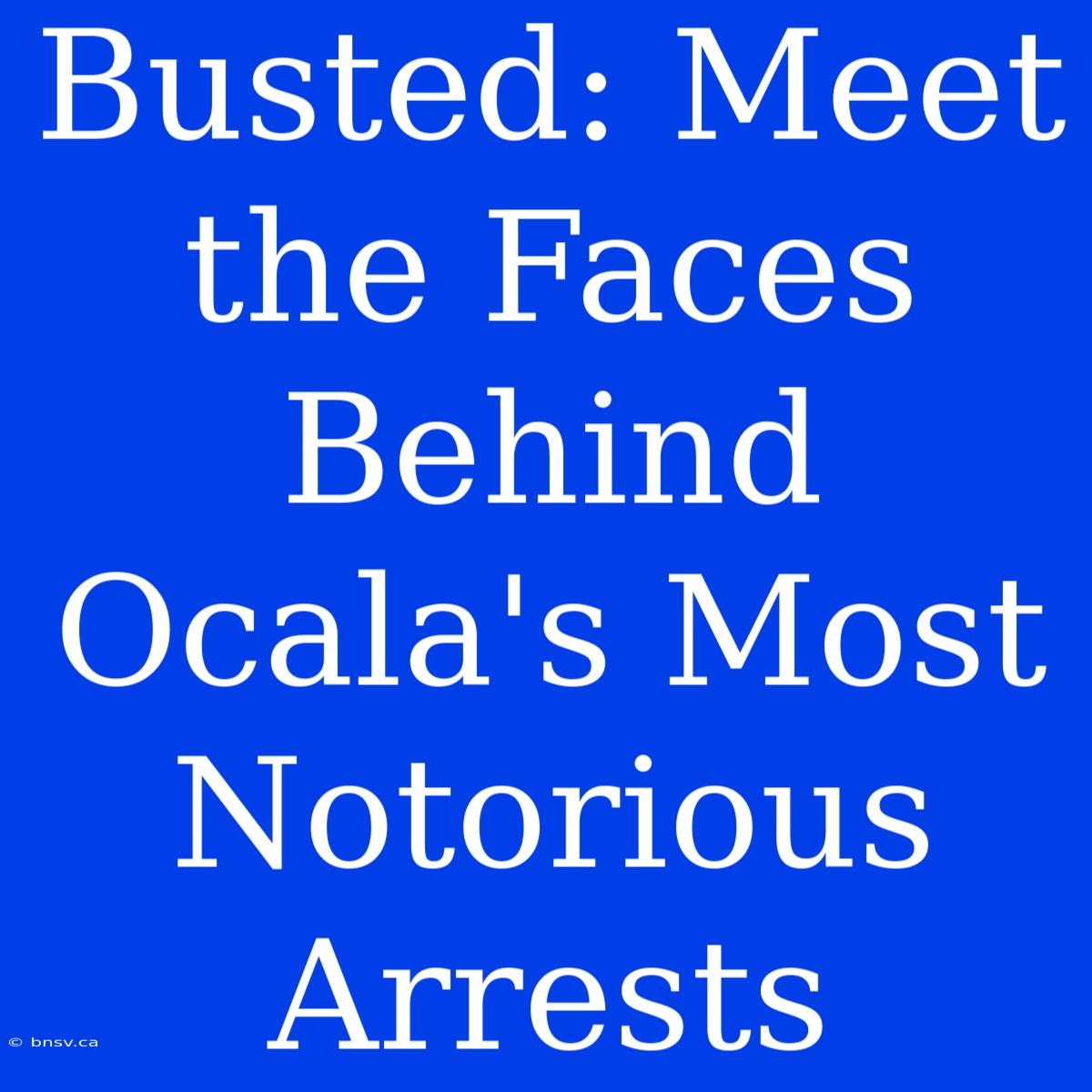 Busted: Meet The Faces Behind Ocala's Most Notorious Arrests