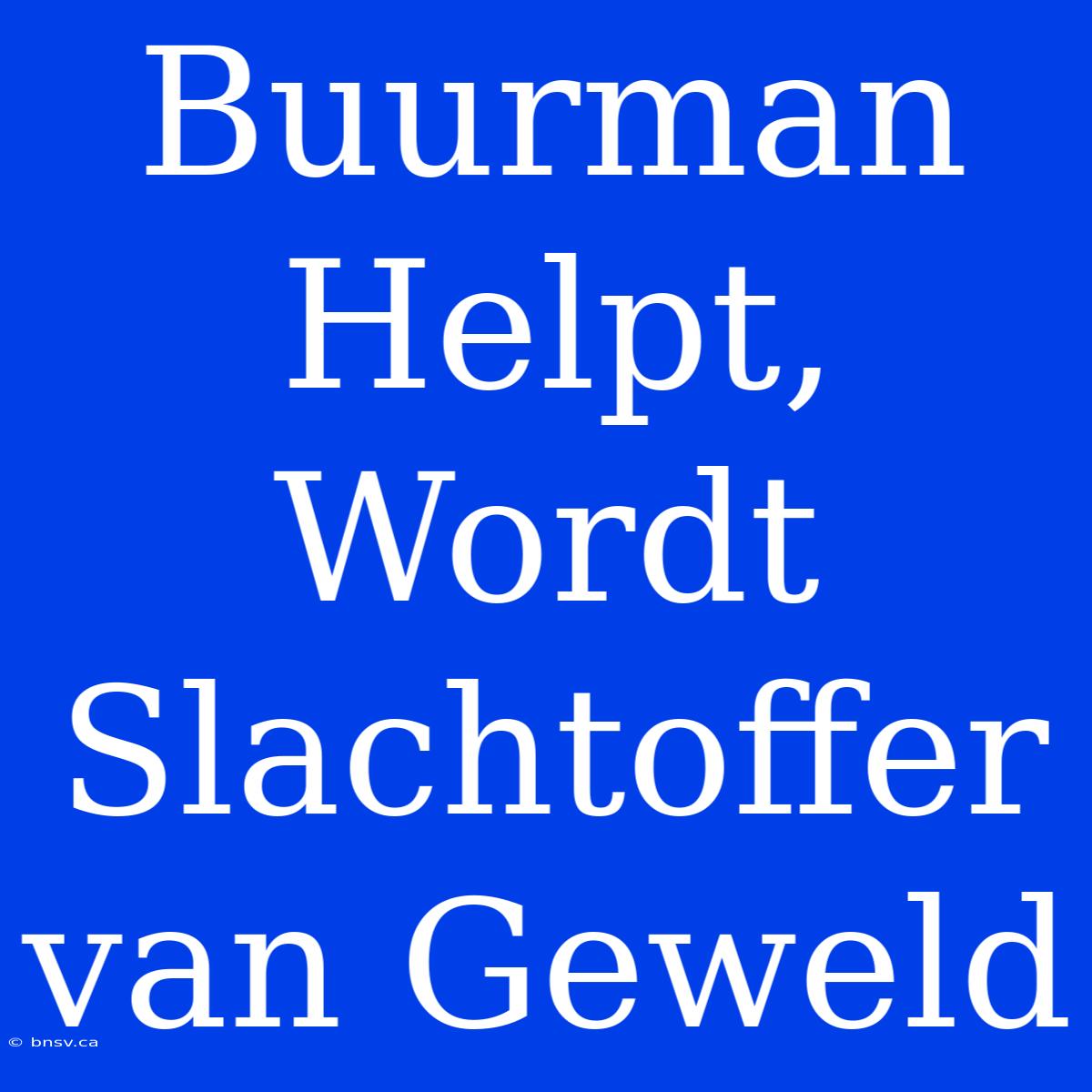 Buurman Helpt, Wordt Slachtoffer Van Geweld