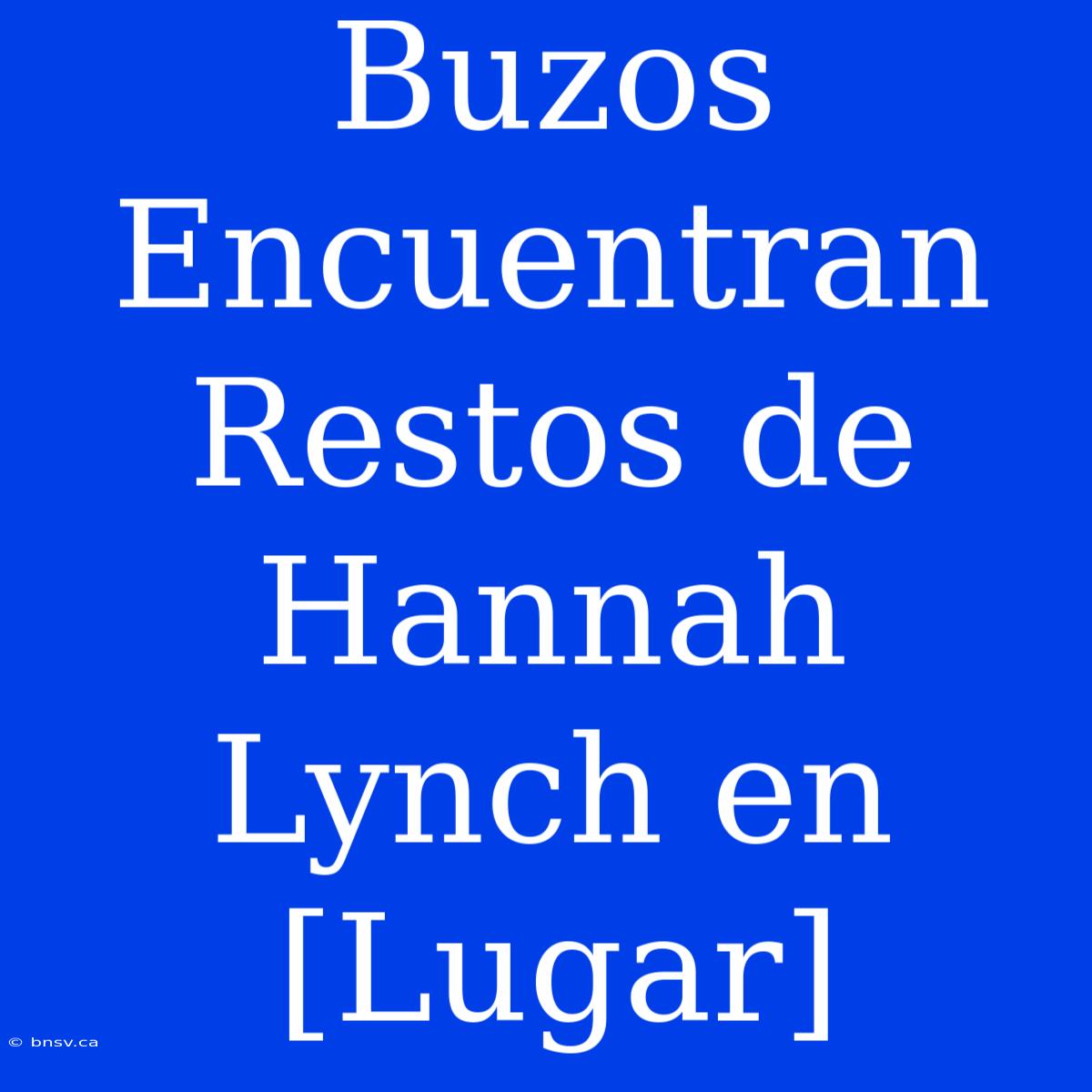 Buzos Encuentran Restos De Hannah Lynch En [Lugar]