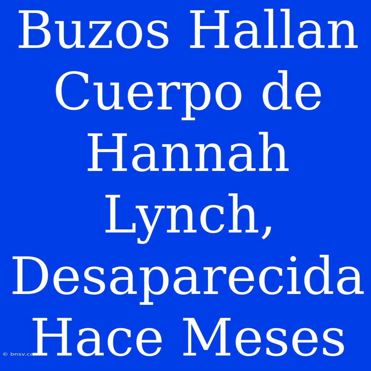 Buzos Hallan Cuerpo De Hannah Lynch, Desaparecida Hace Meses