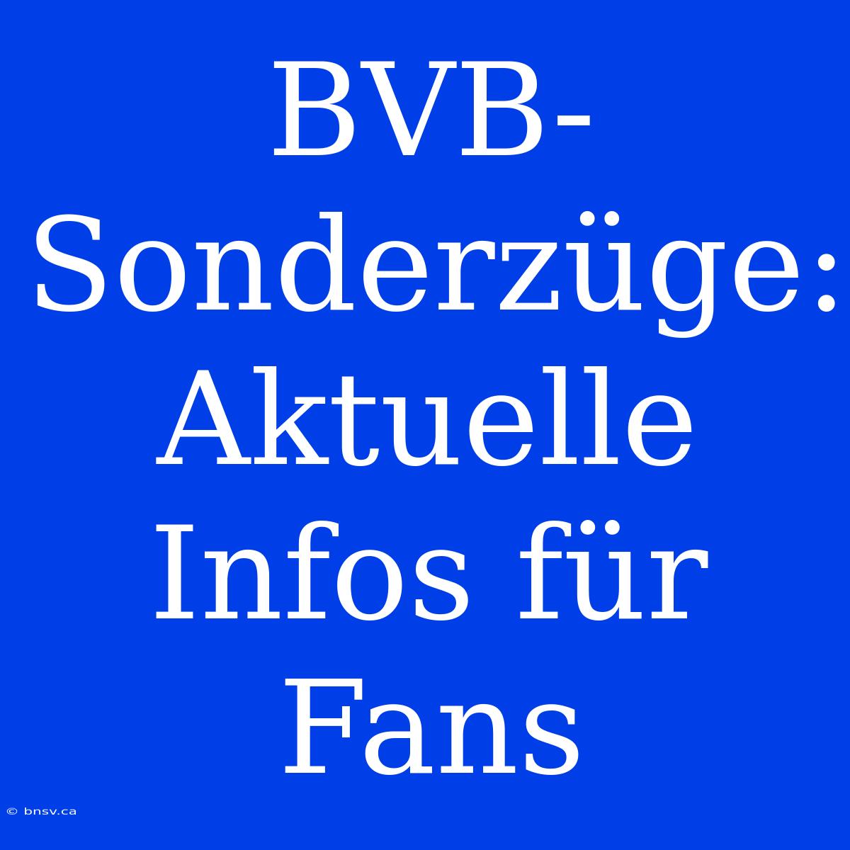 BVB-Sonderzüge: Aktuelle Infos Für Fans