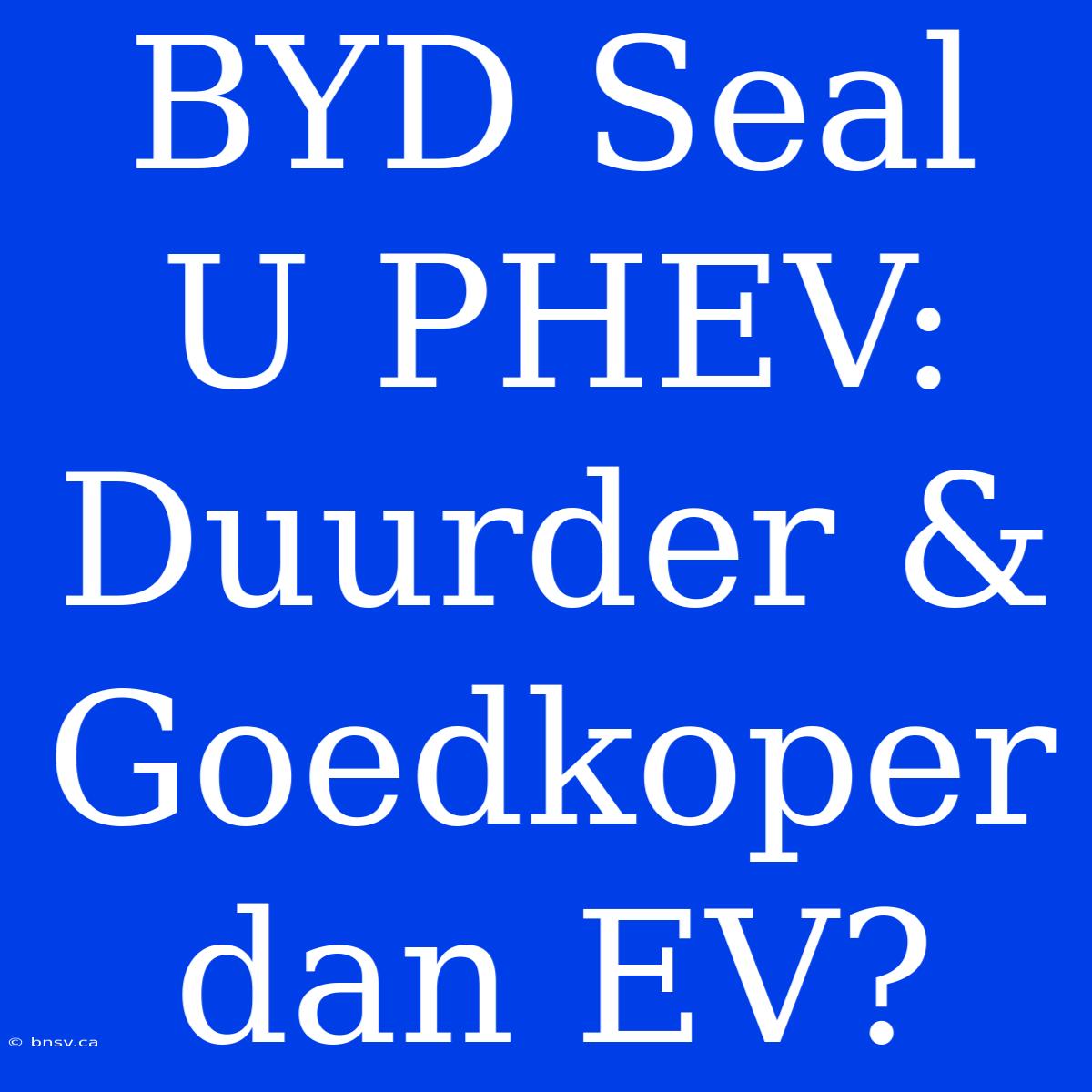 BYD Seal U PHEV: Duurder & Goedkoper Dan EV?