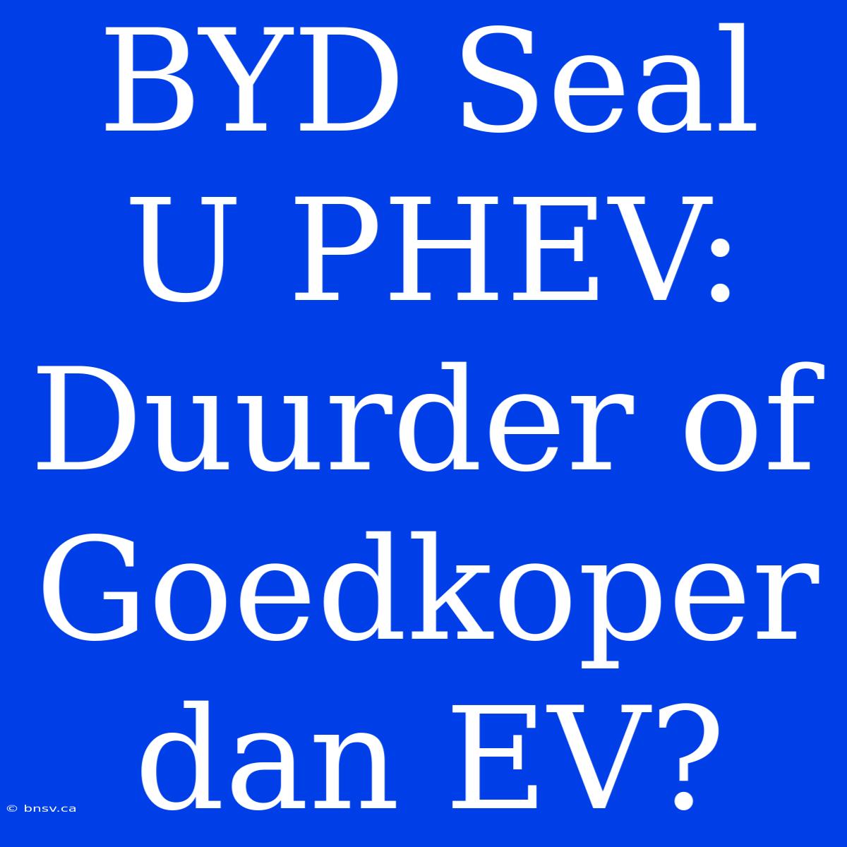 BYD Seal U PHEV: Duurder Of Goedkoper Dan EV?