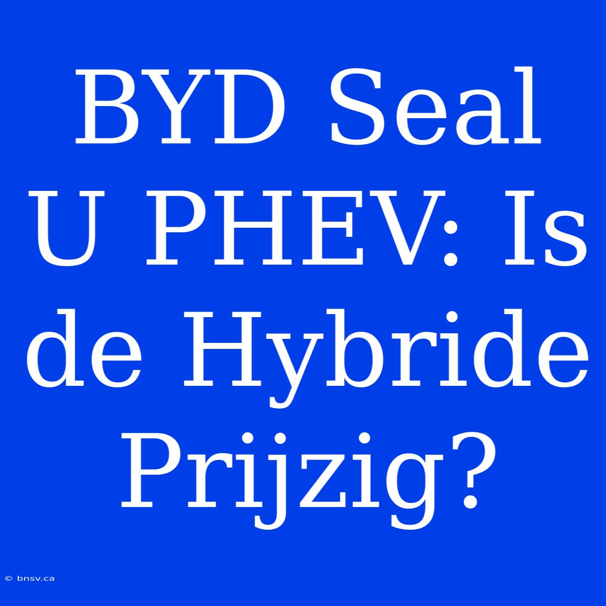 BYD Seal U PHEV: Is De Hybride Prijzig?