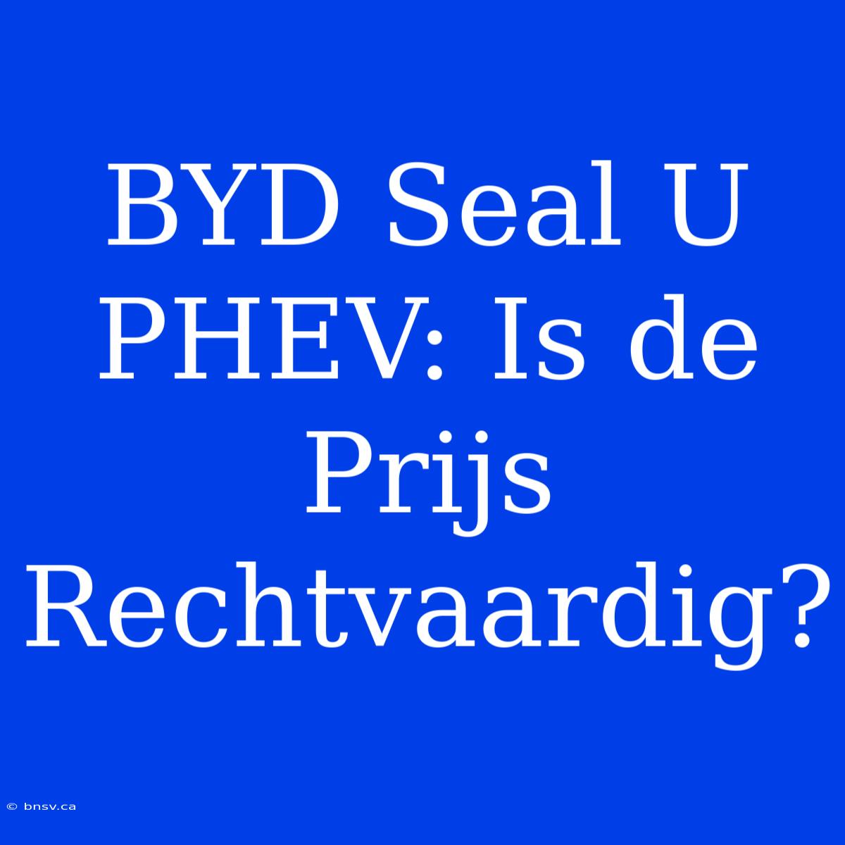 BYD Seal U PHEV: Is De Prijs Rechtvaardig?