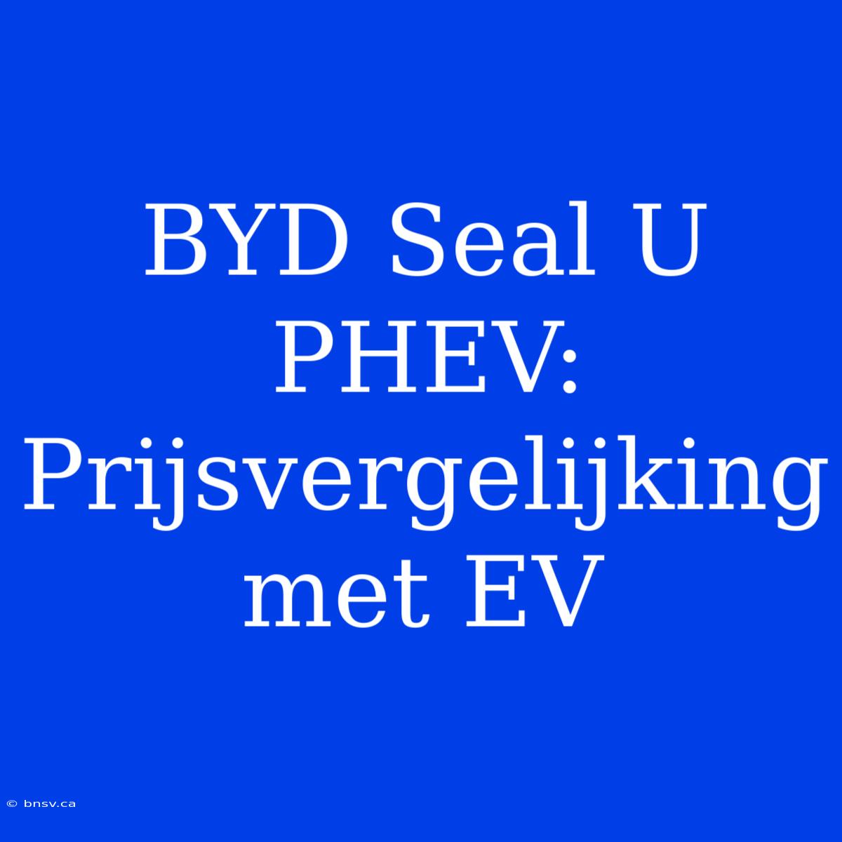 BYD Seal U PHEV: Prijsvergelijking Met EV