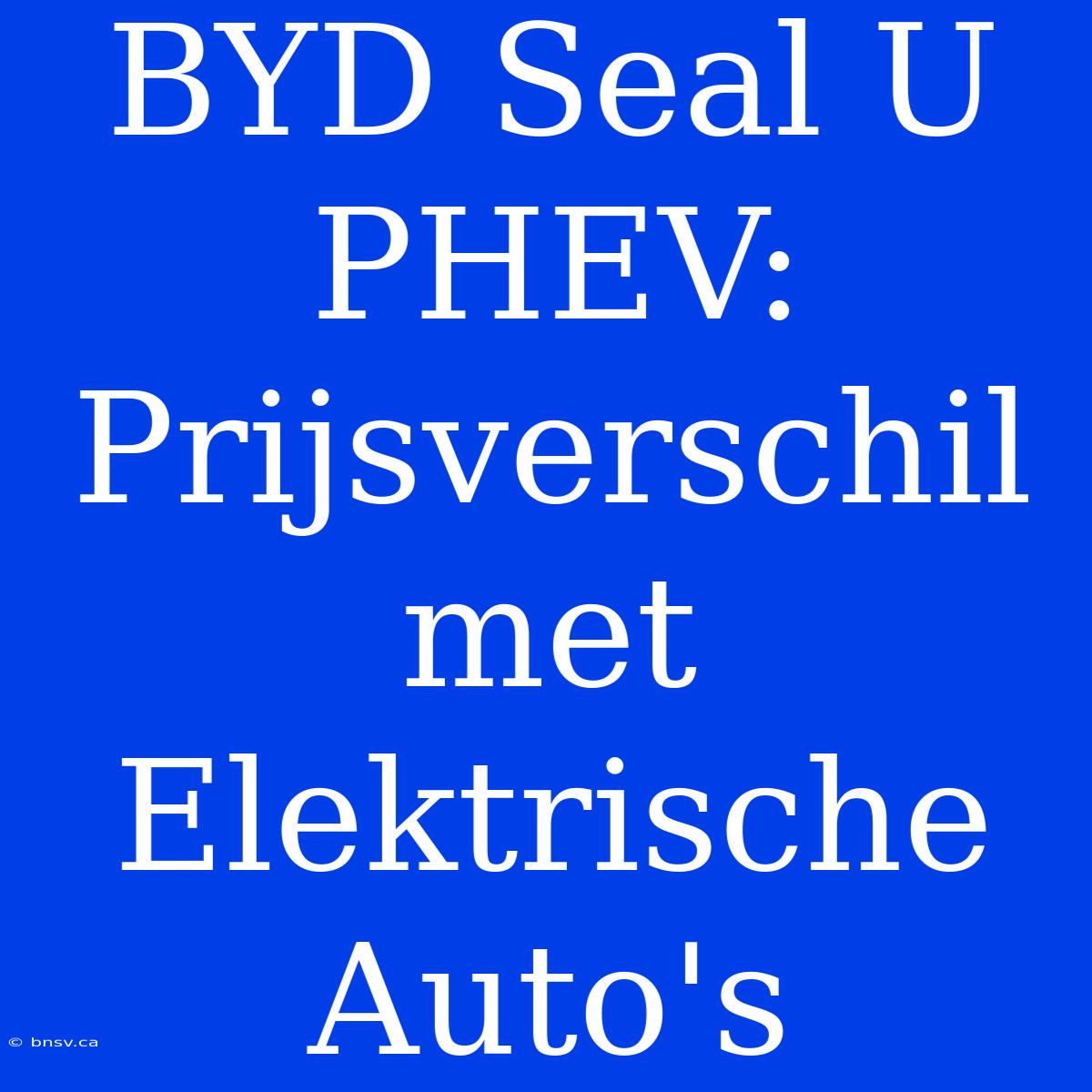 BYD Seal U PHEV: Prijsverschil Met Elektrische Auto's