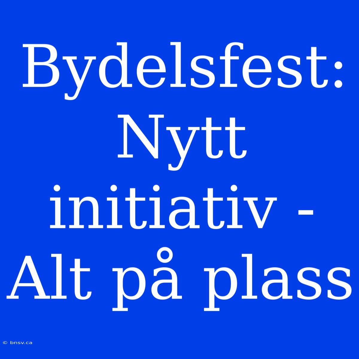 Bydelsfest: Nytt Initiativ - Alt På Plass